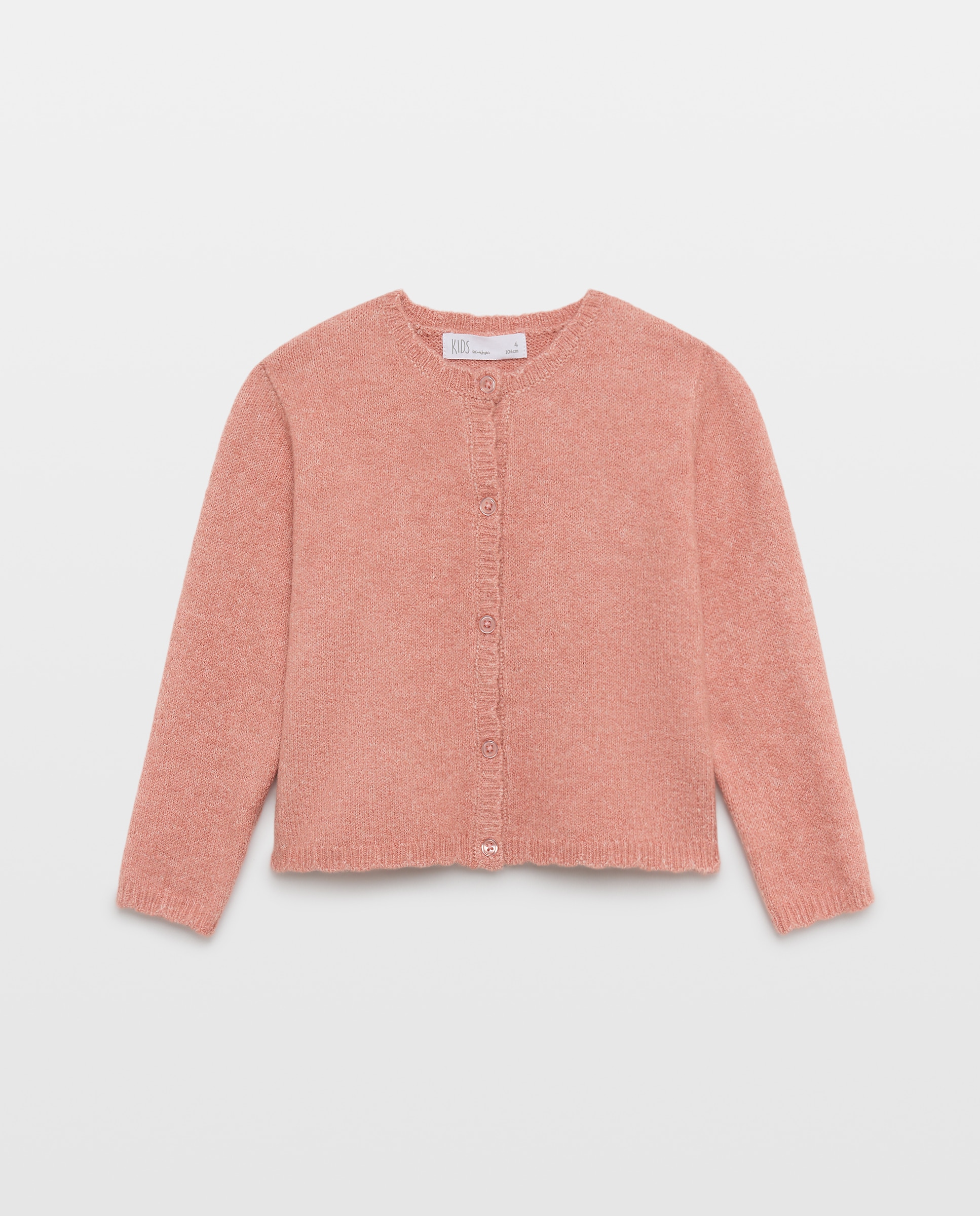 Chaqueta punto liso con acabado en ondas de niña - Kids El Corte Inglés - 650 Melocotón 650 Melocotón-1