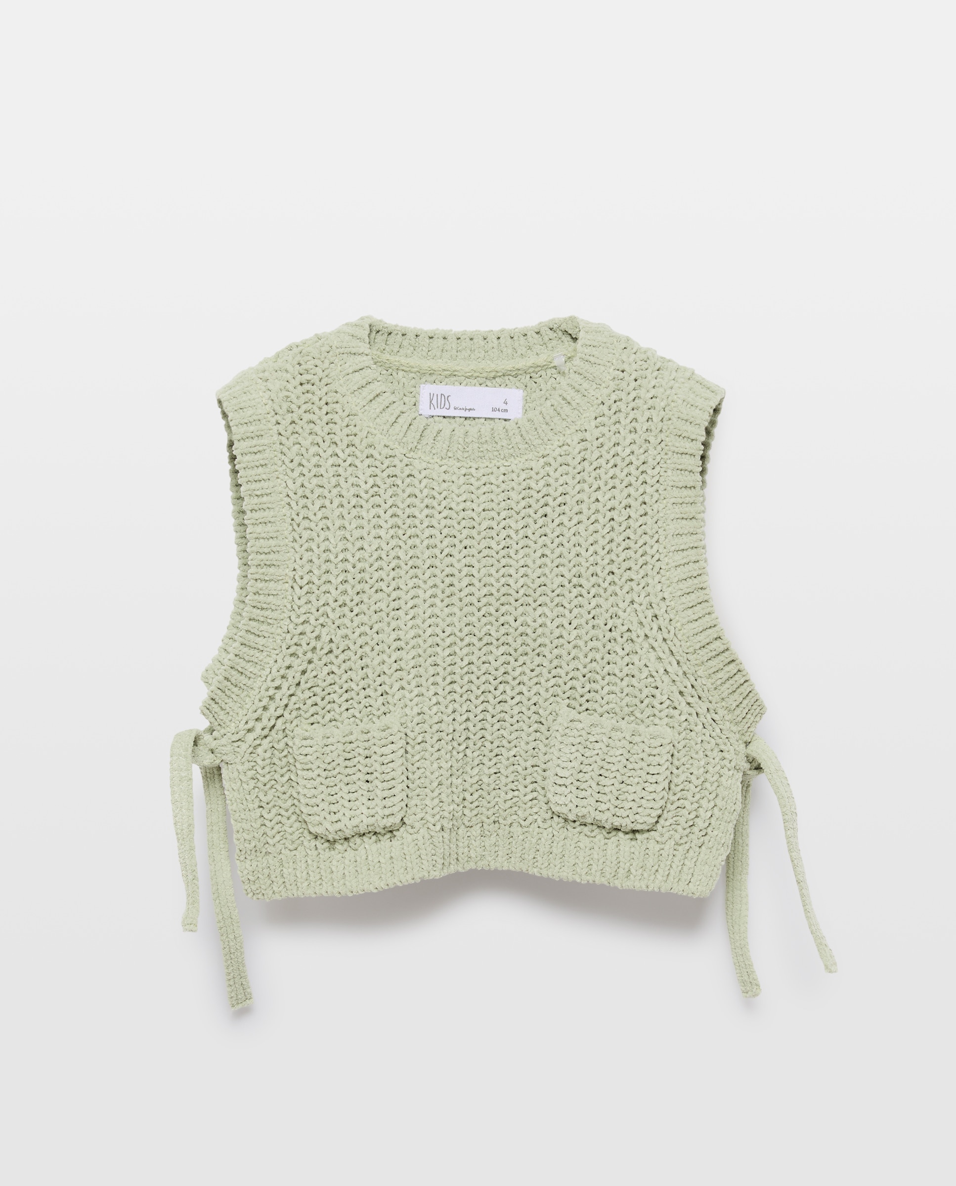 Colete de Chenille com Bolsos Verde-4