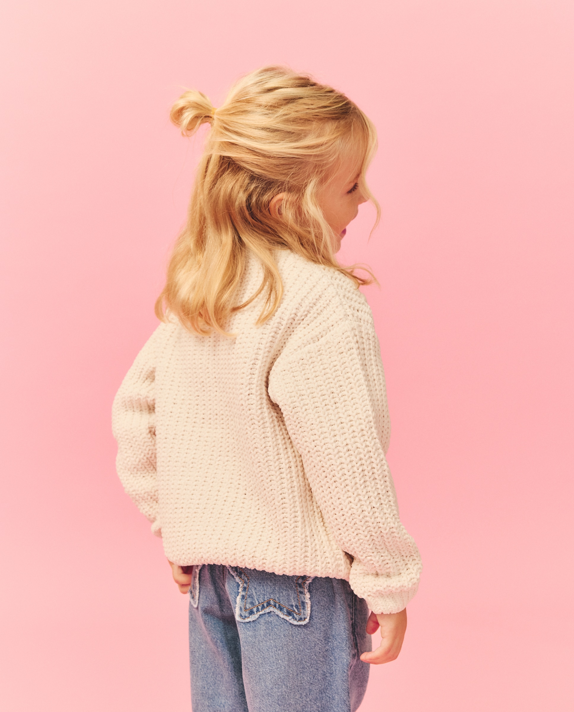 Camisola de Malha Chenille com Bordados de Estrelas a Condizer 120 Cru-3