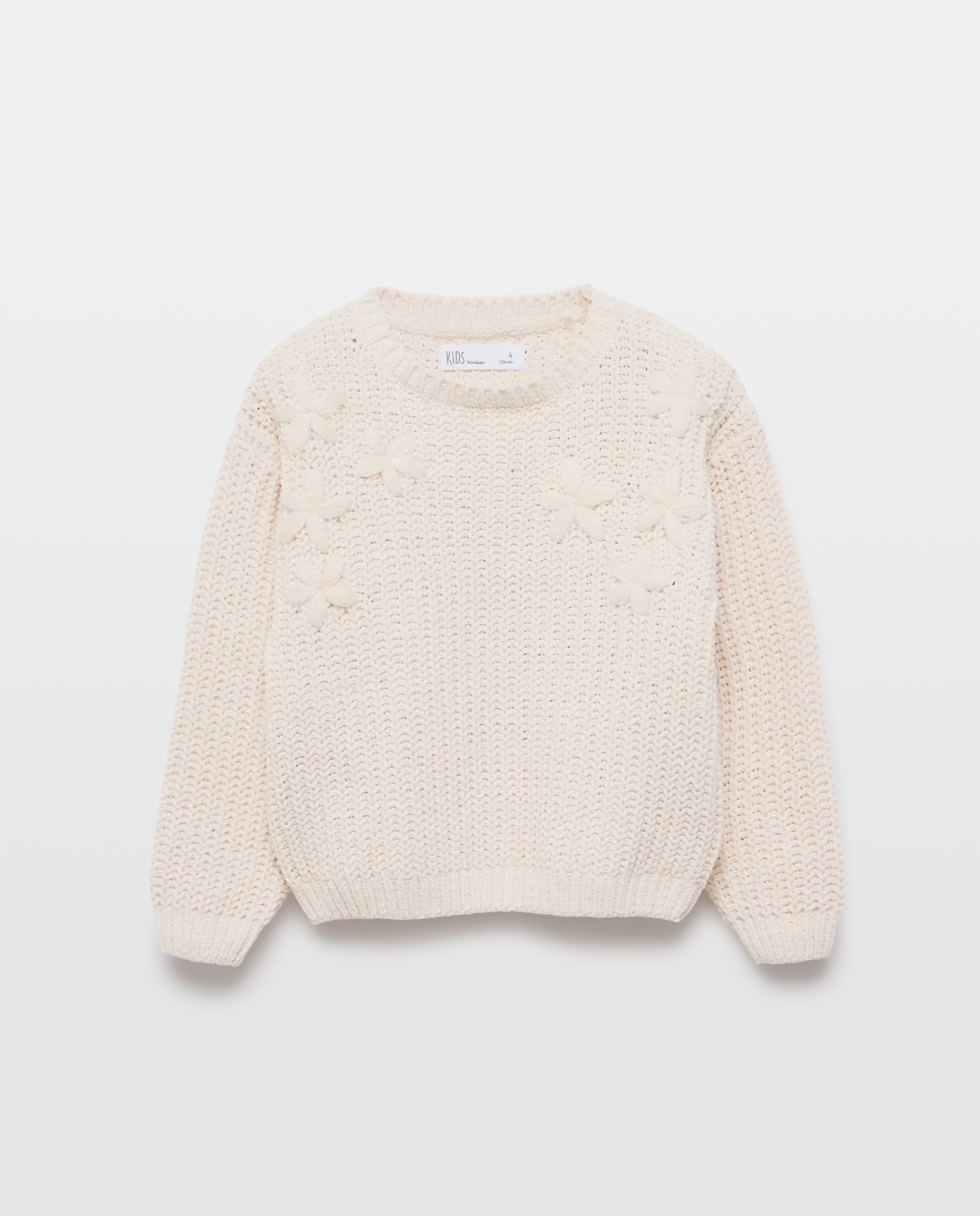 Camisola de Malha Chenille com Bordados de Estrelas a Condizer 120 Cru-4