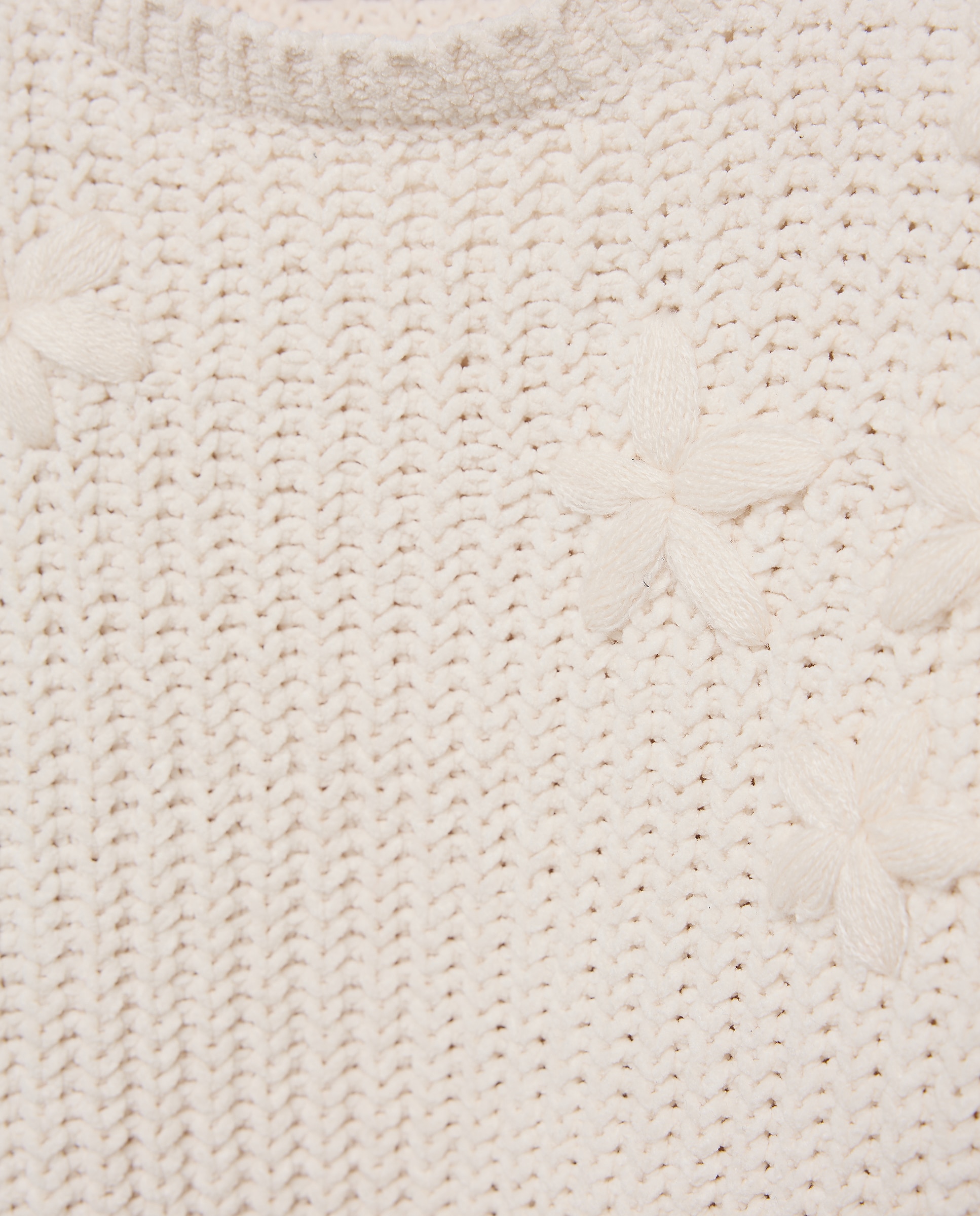 Camisola de Malha Chenille com Bordados de Estrelas a Condizer 120 Cru-5