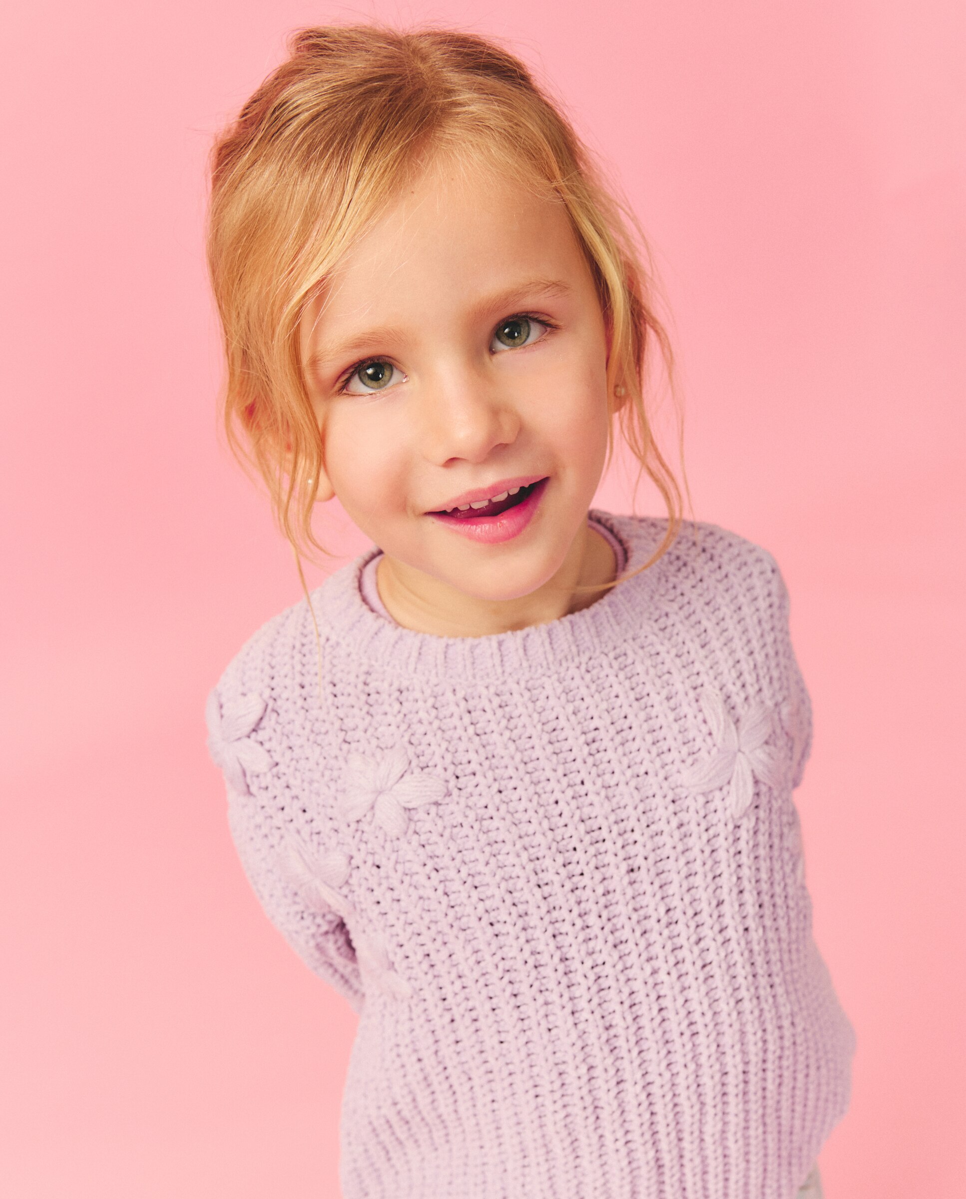Camisola de Malha Chenille com Bordados de Estrelas a Condizer Kids El Corte Inglés 282 Malva-2