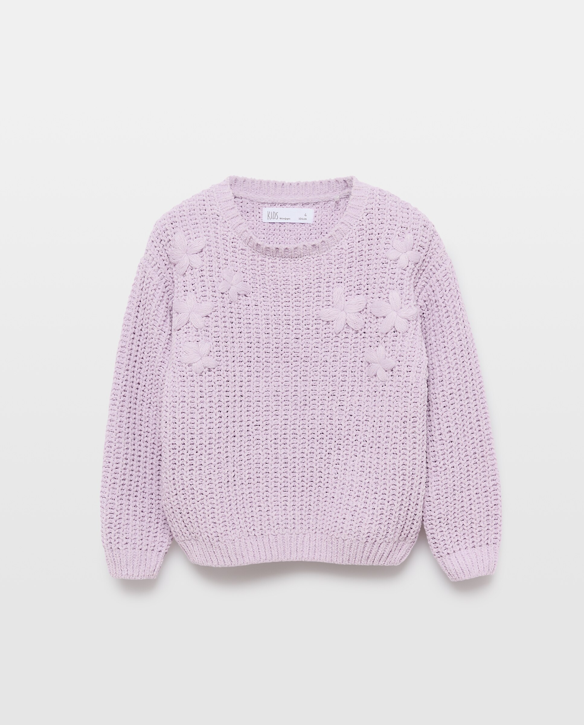 Camisola de Malha Chenille com Bordados de Estrelas a Condizer Kids El Corte Inglés 282 Malva-4