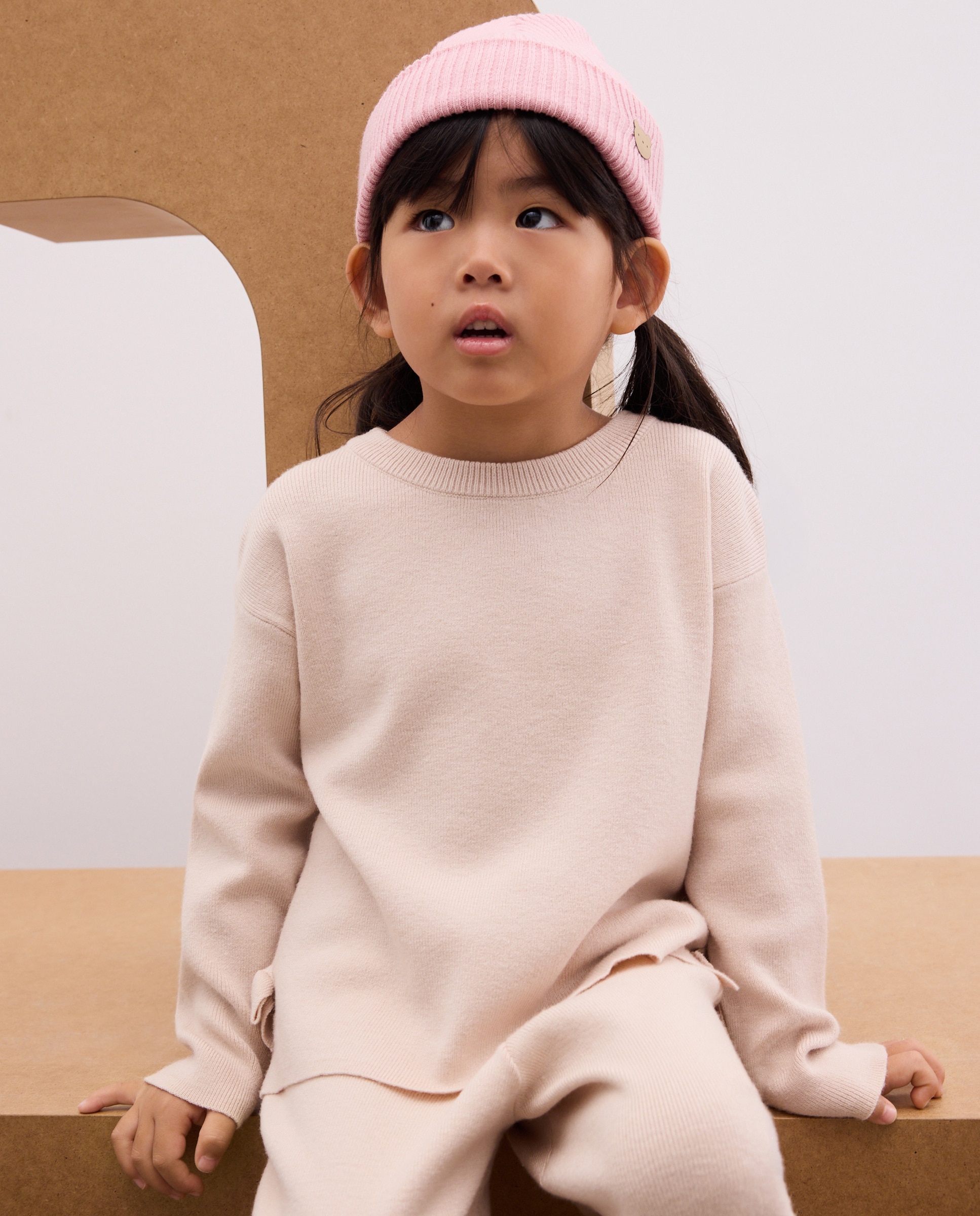 Jersey con lazos en lateral a juego con pantalón de niña - Kids El Corte Inglés - Beige Beige-1