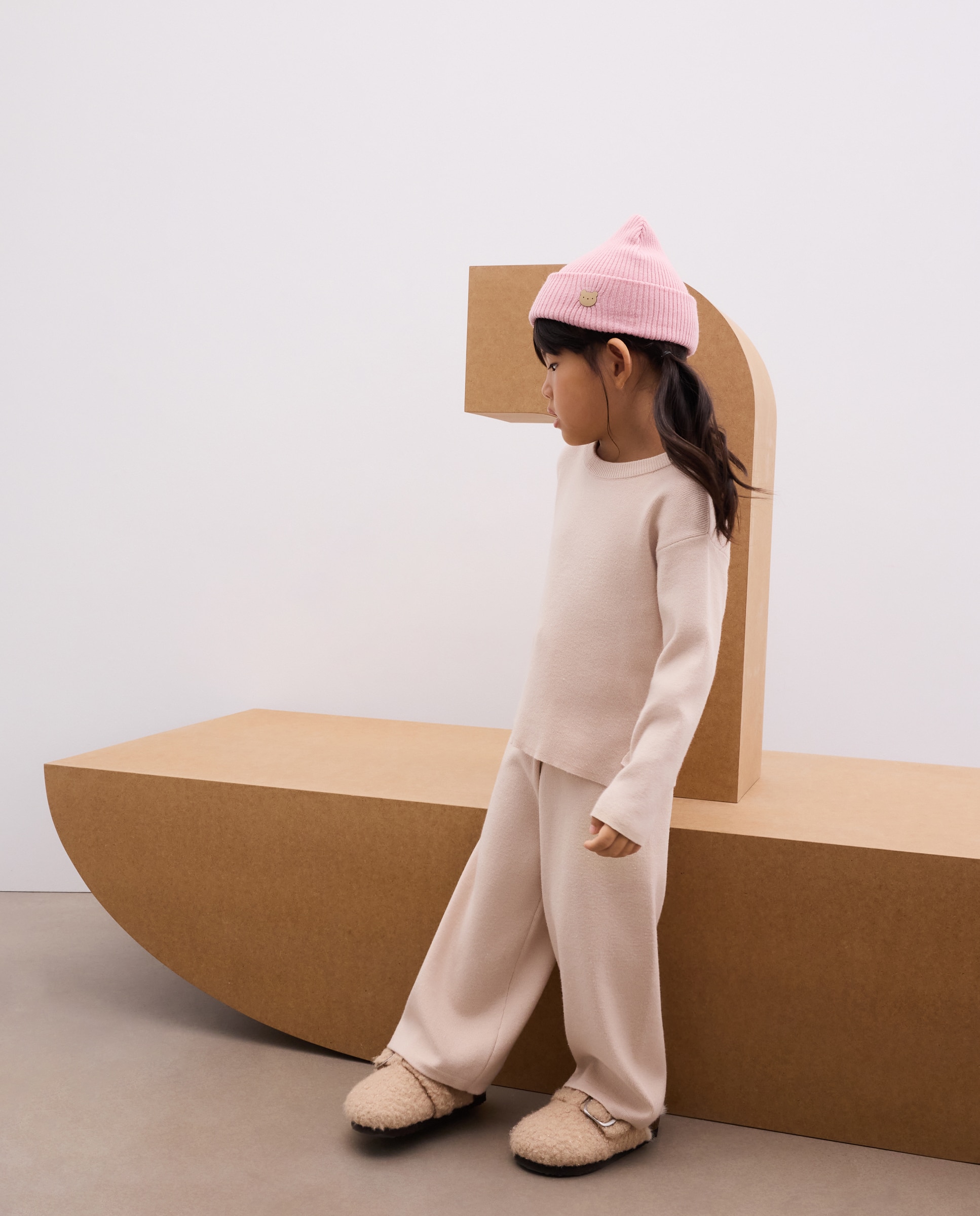 Jersey con lazos en lateral a juego con pantalón de niña - Kids El Corte Inglés - Beige Beige-2