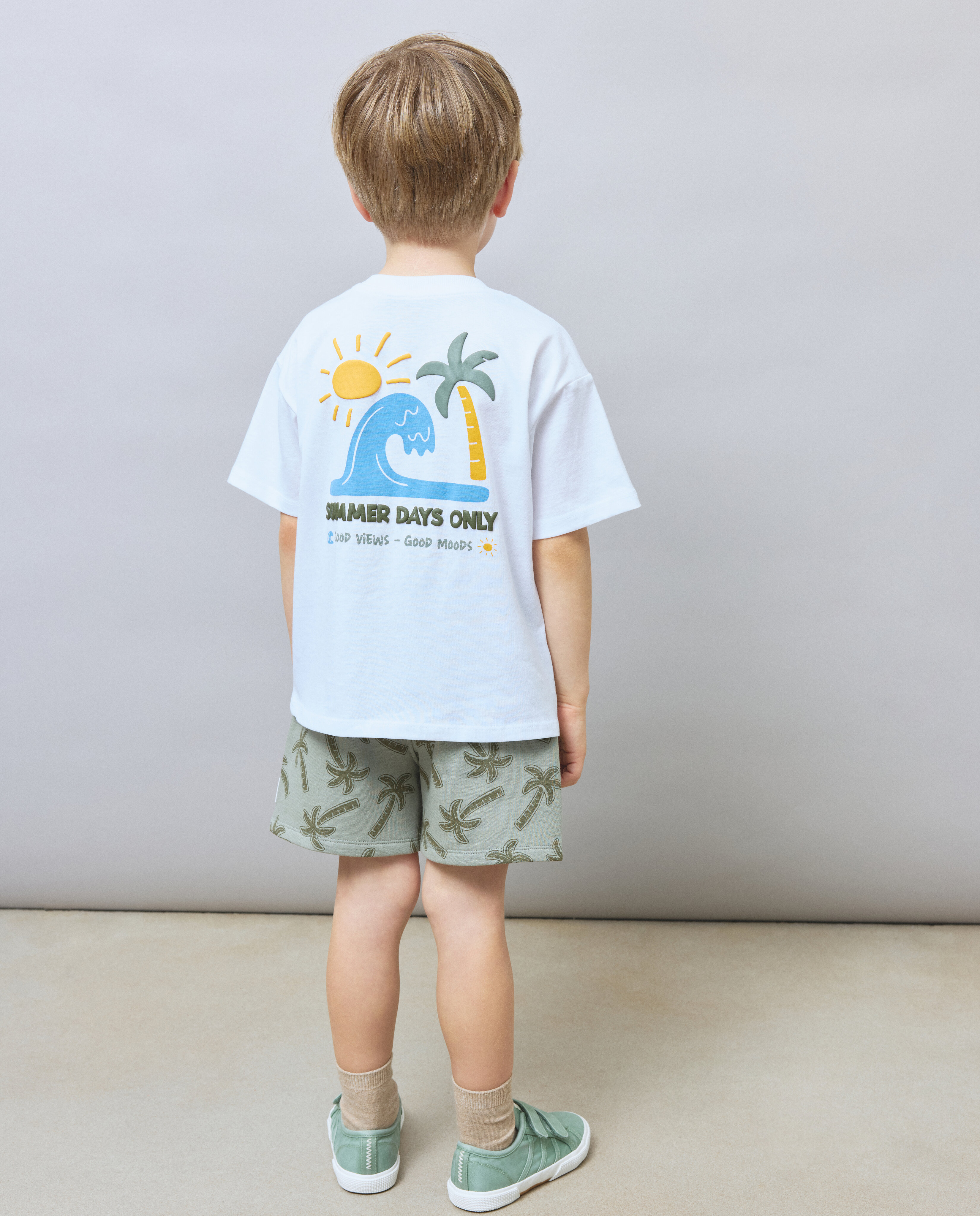 Bermudas de Felpa com All Over Print Kids El Corte Inglés Verde-3
