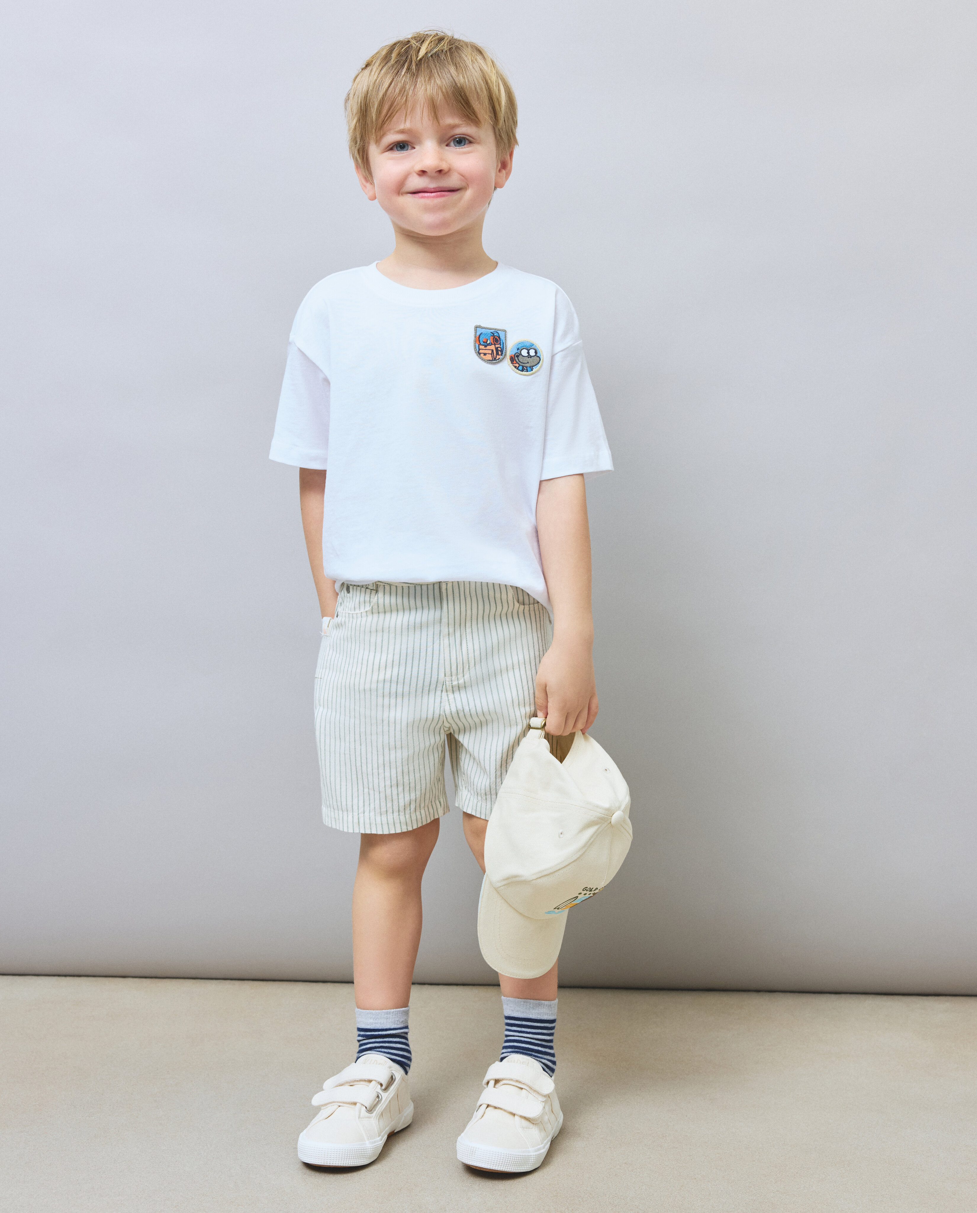 Bermudas de Sarja às Riscas Kids El Corte Inglés Castanho-1