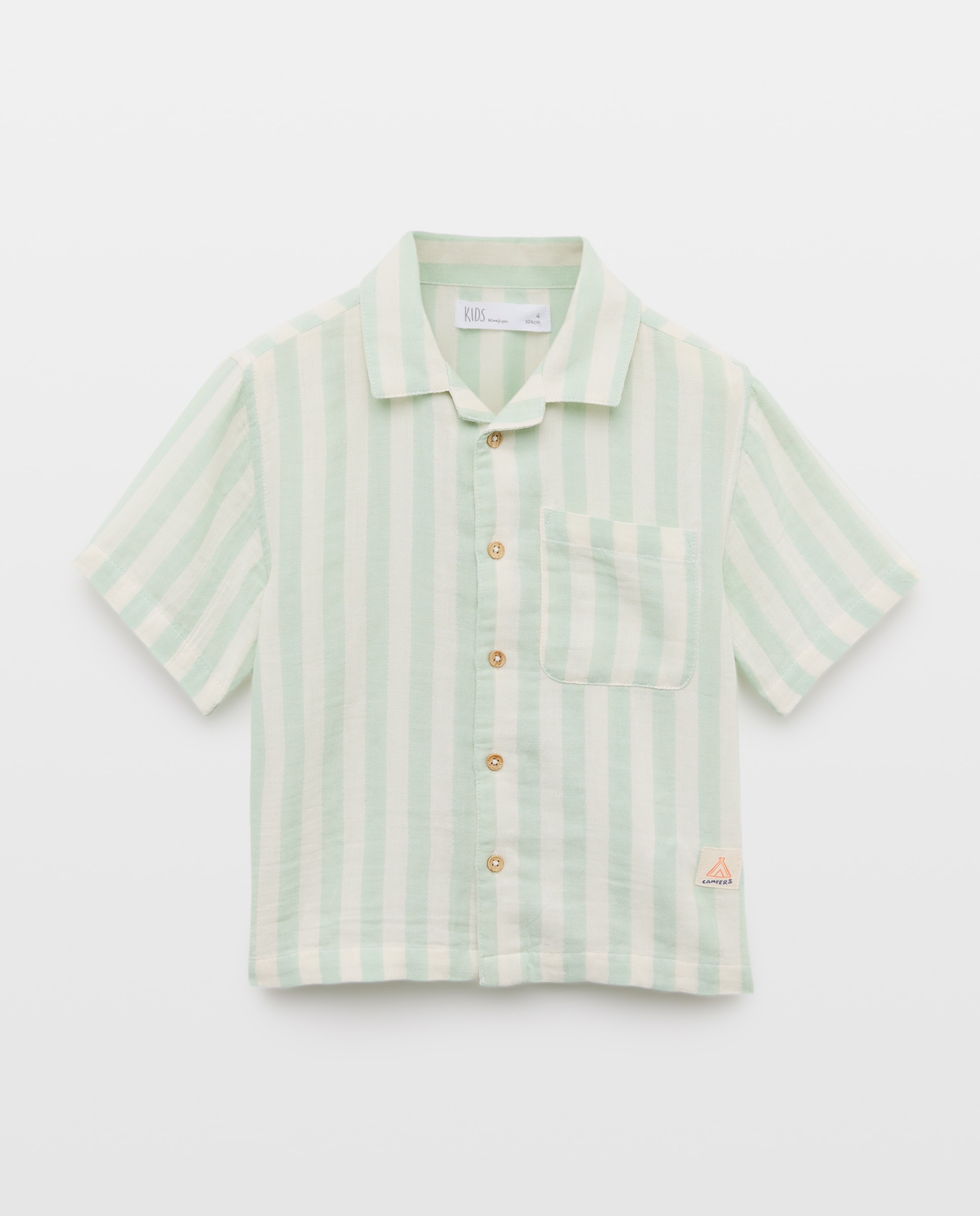 Camisa de Manga Curta às Riscas Kids El Corte Inglés Verde-4