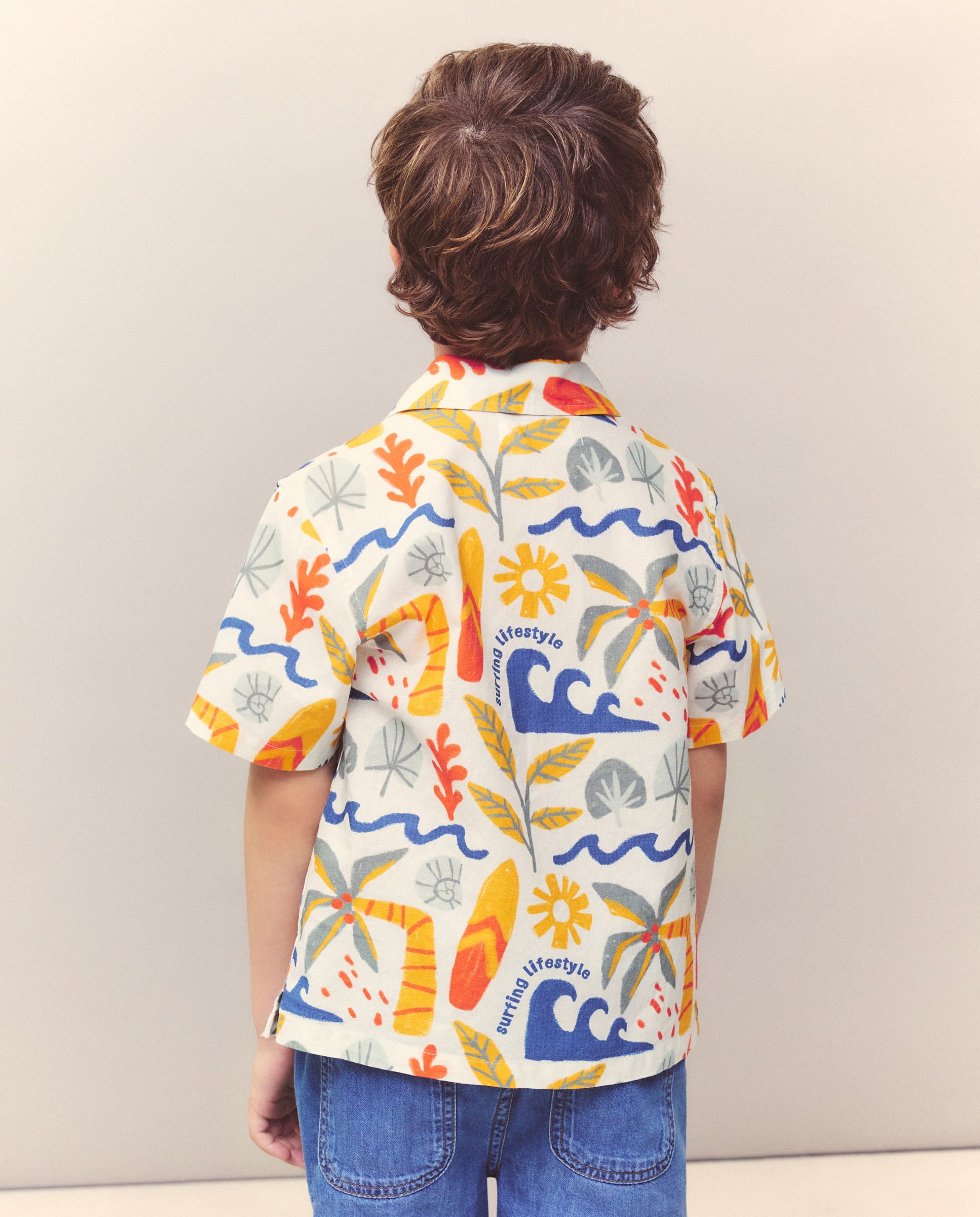 Camisa de Manga Curta Estampada Multicolor-3