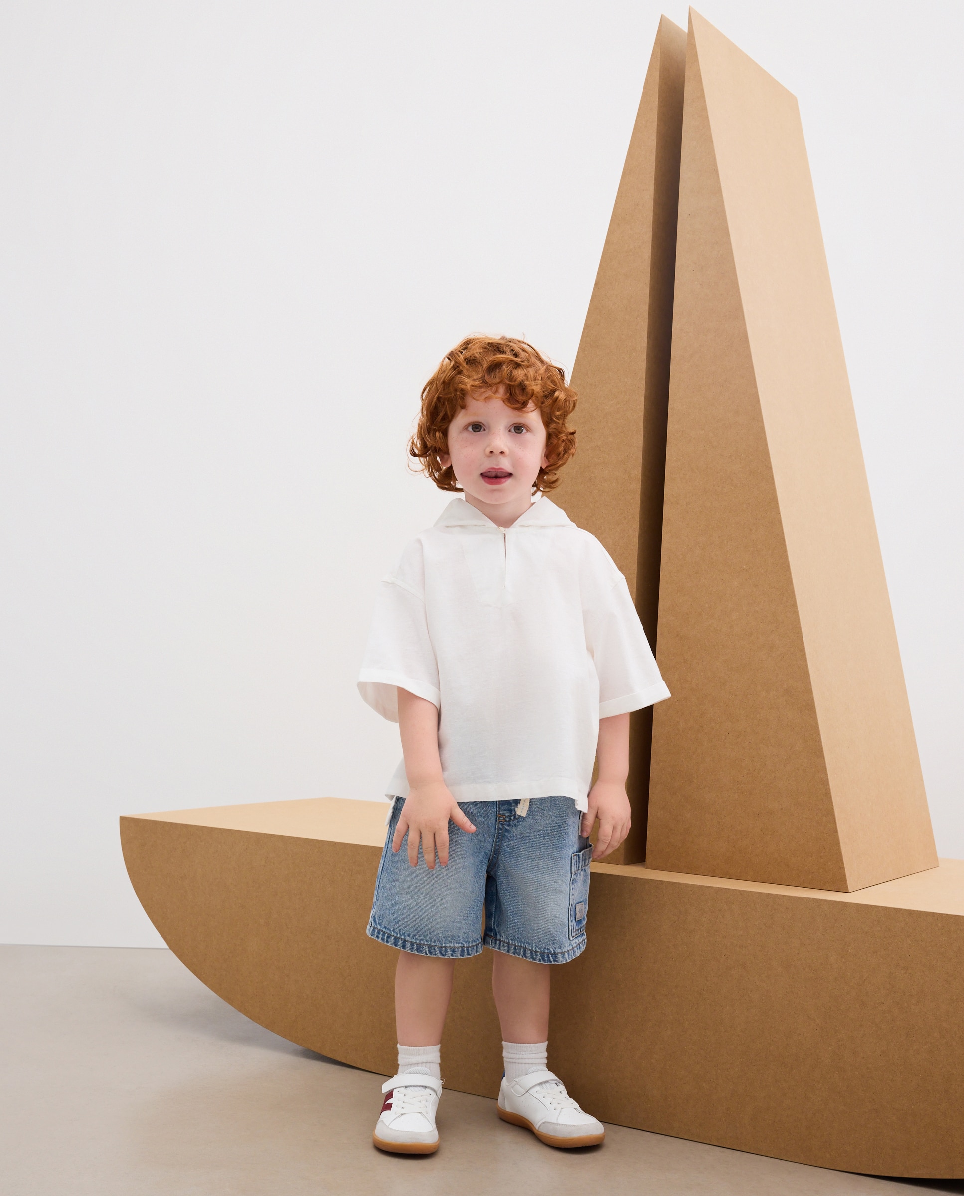 Camisa para niño de manga corta con capucha - Kids El Corte Inglés - Blanco roto Blanco roto-2