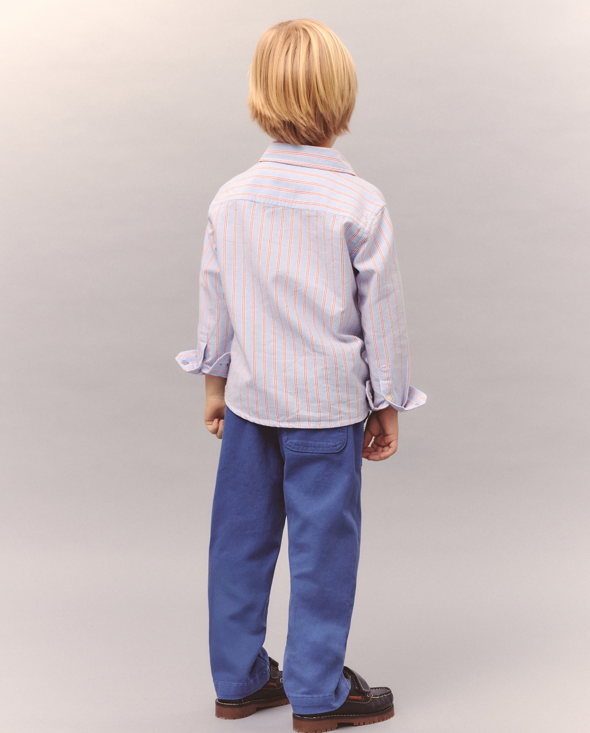 Camisa Oxford com Manga Comprida e Risca Kids El Corte Inglés Azul-3