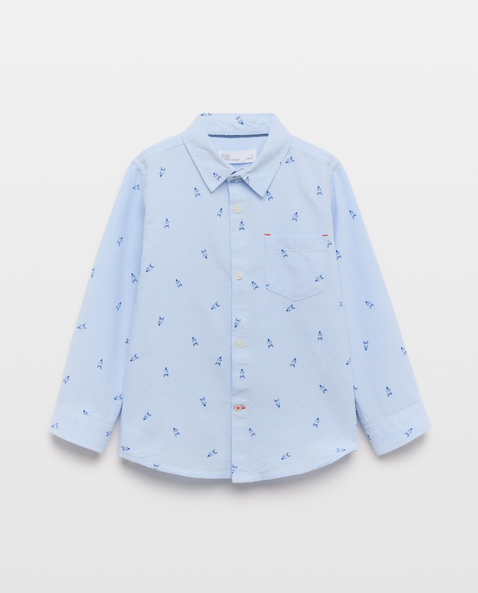 Camisa Oxford com Manga Comprida e Estampado Kids El Corte Inglés Azul-5