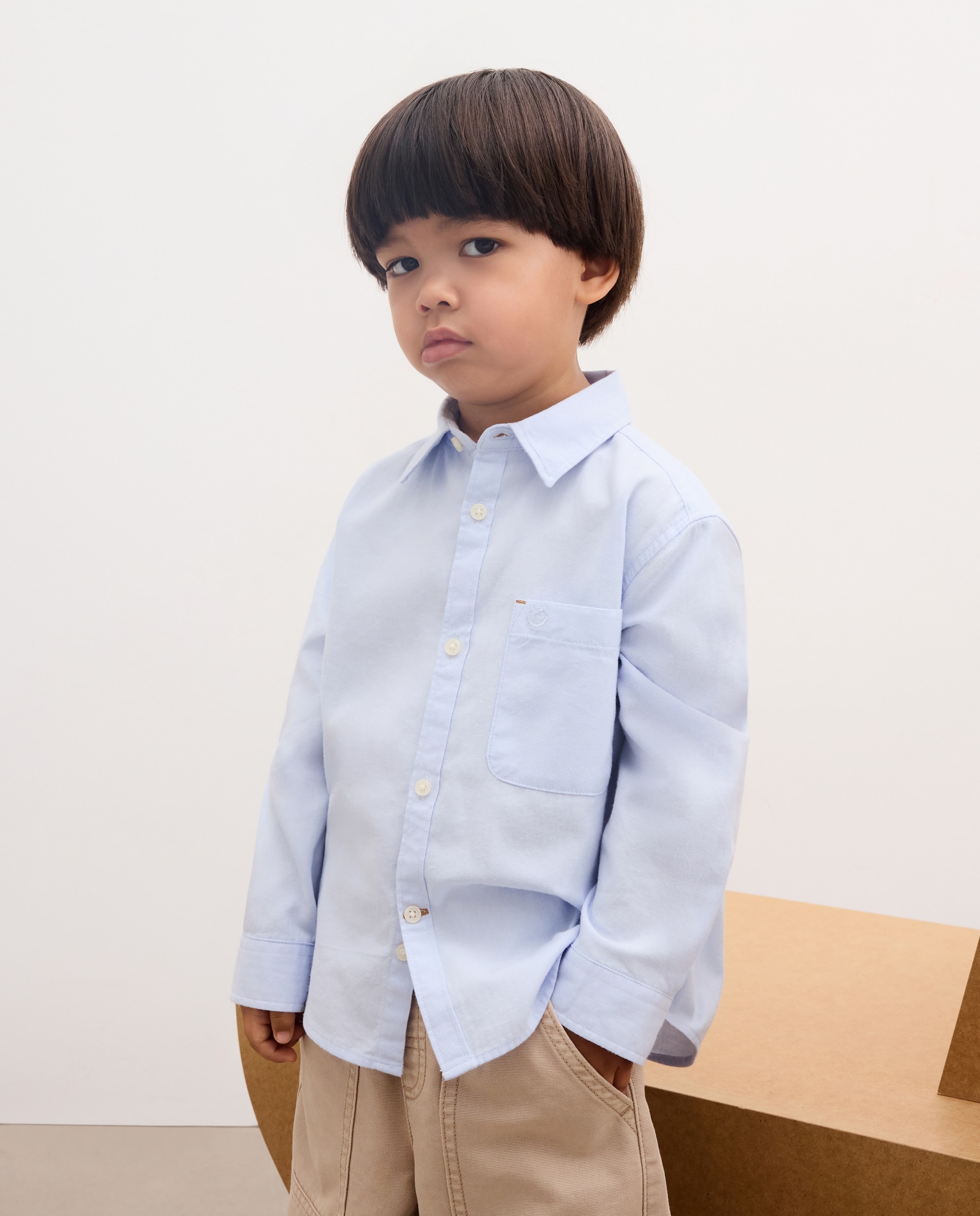 Camisa de niño manga larga herringbone y cuello camisero - Kids El Corte Inglés - 410 Azul claro 410 Azul claro-1