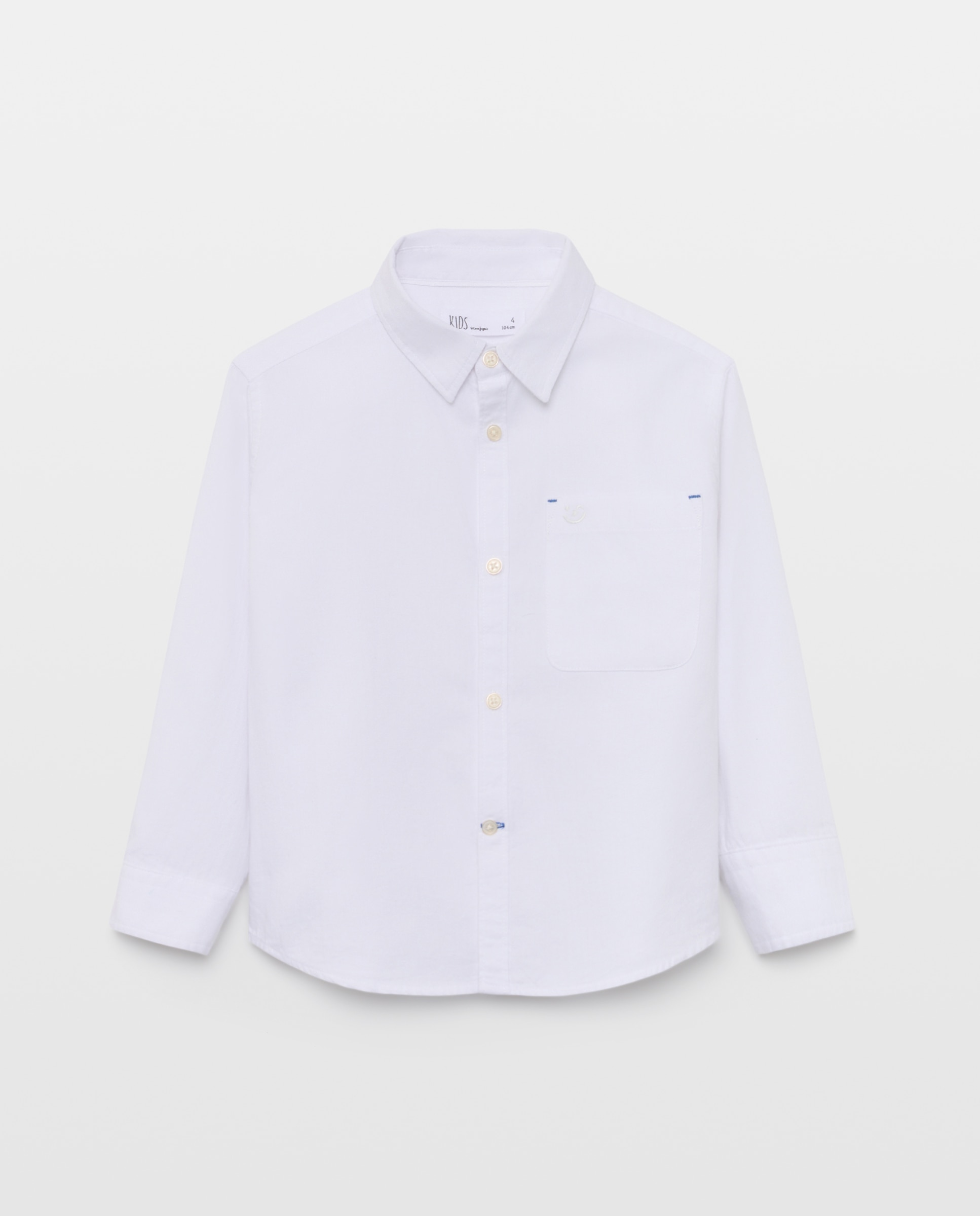 Camisa Herringbone com Manga Comprida e Colarinho de Camisa Branco-4