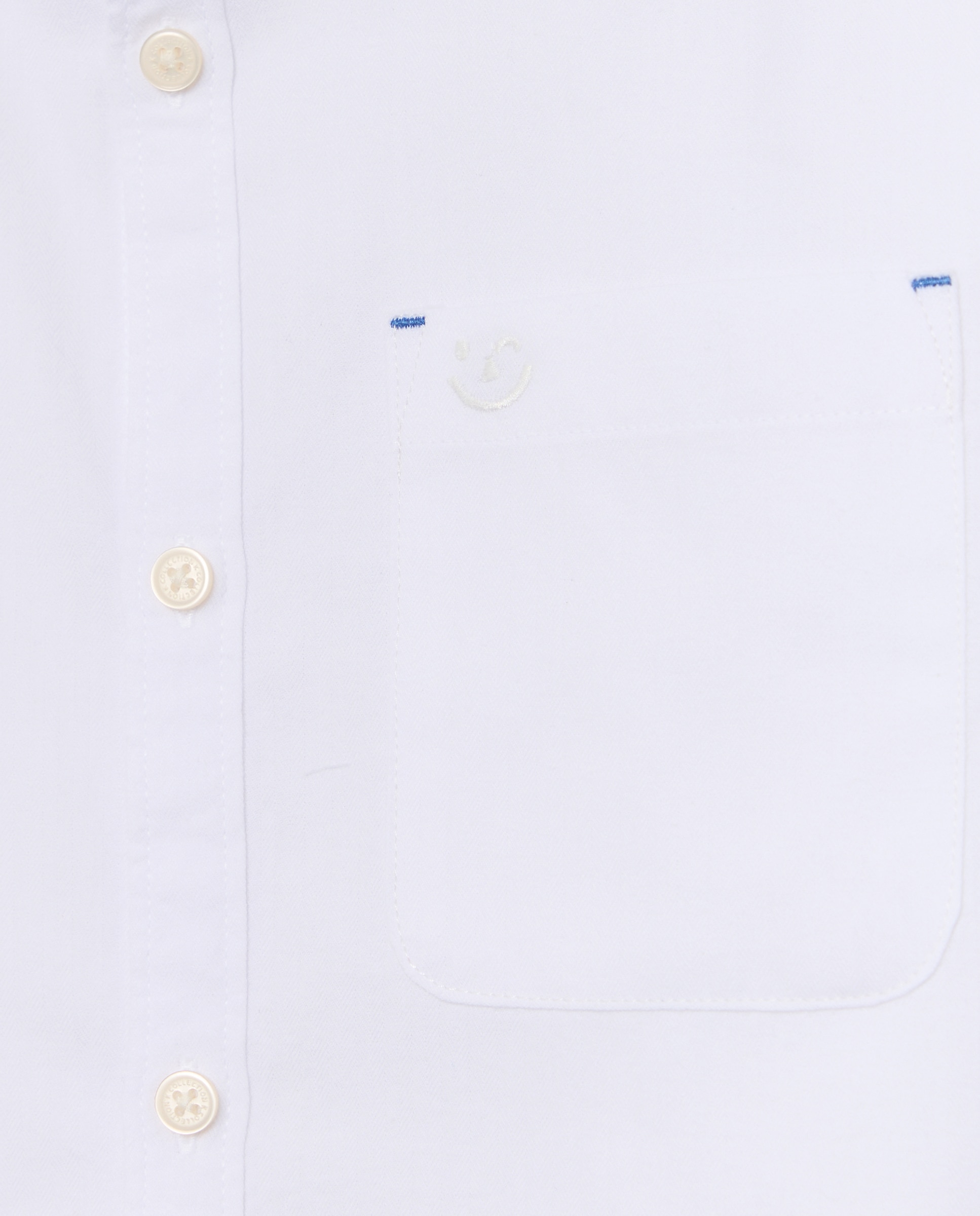 Camisa Herringbone com Manga Comprida e Colarinho de Camisa Branco-5