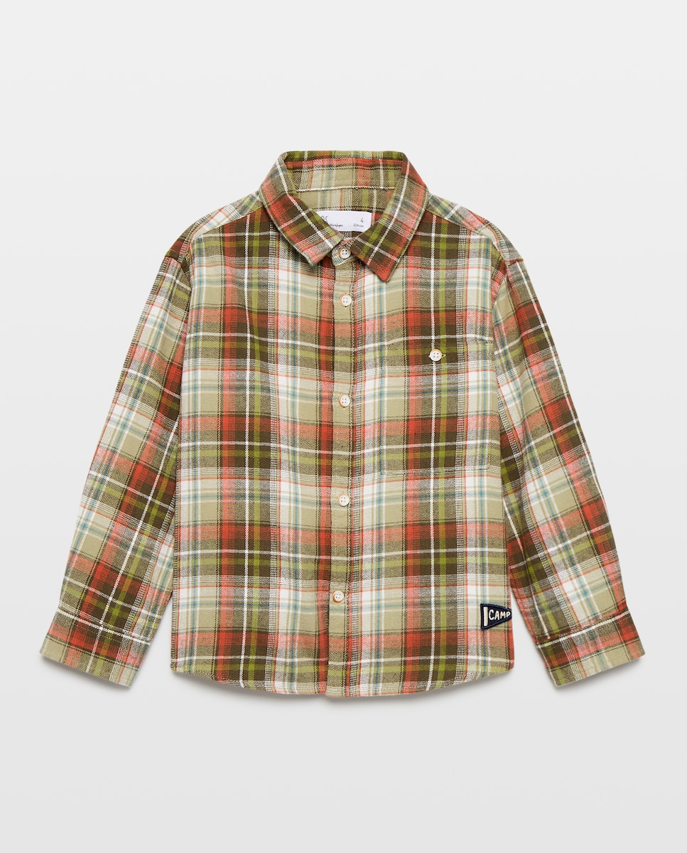 Imagen 0 de Camisa franela manga larga cuadros de niño Verde