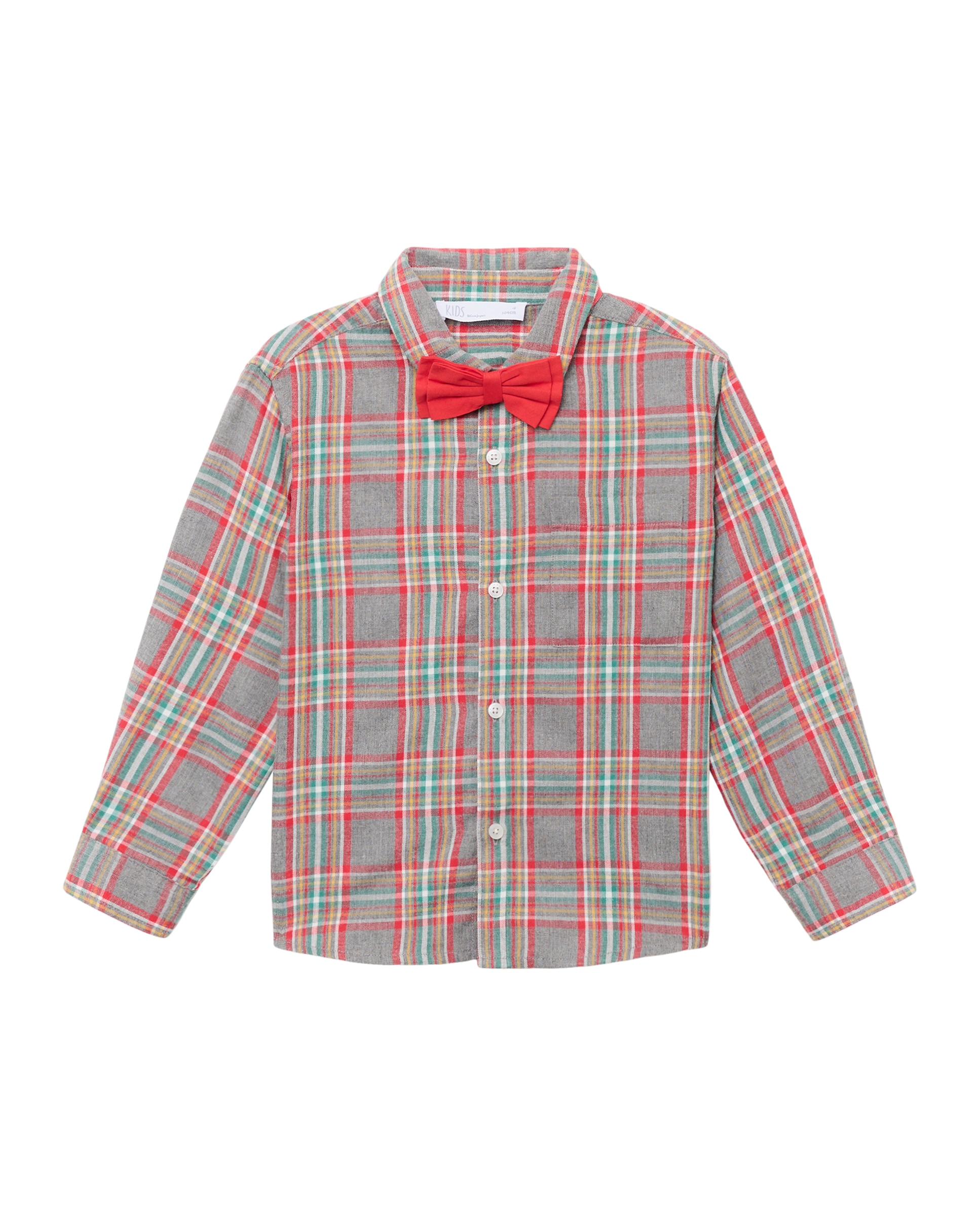 Camisa manga larga cuadro viyela con pajarita de niño - Kids El Corte Inglés - Negro Negro-1