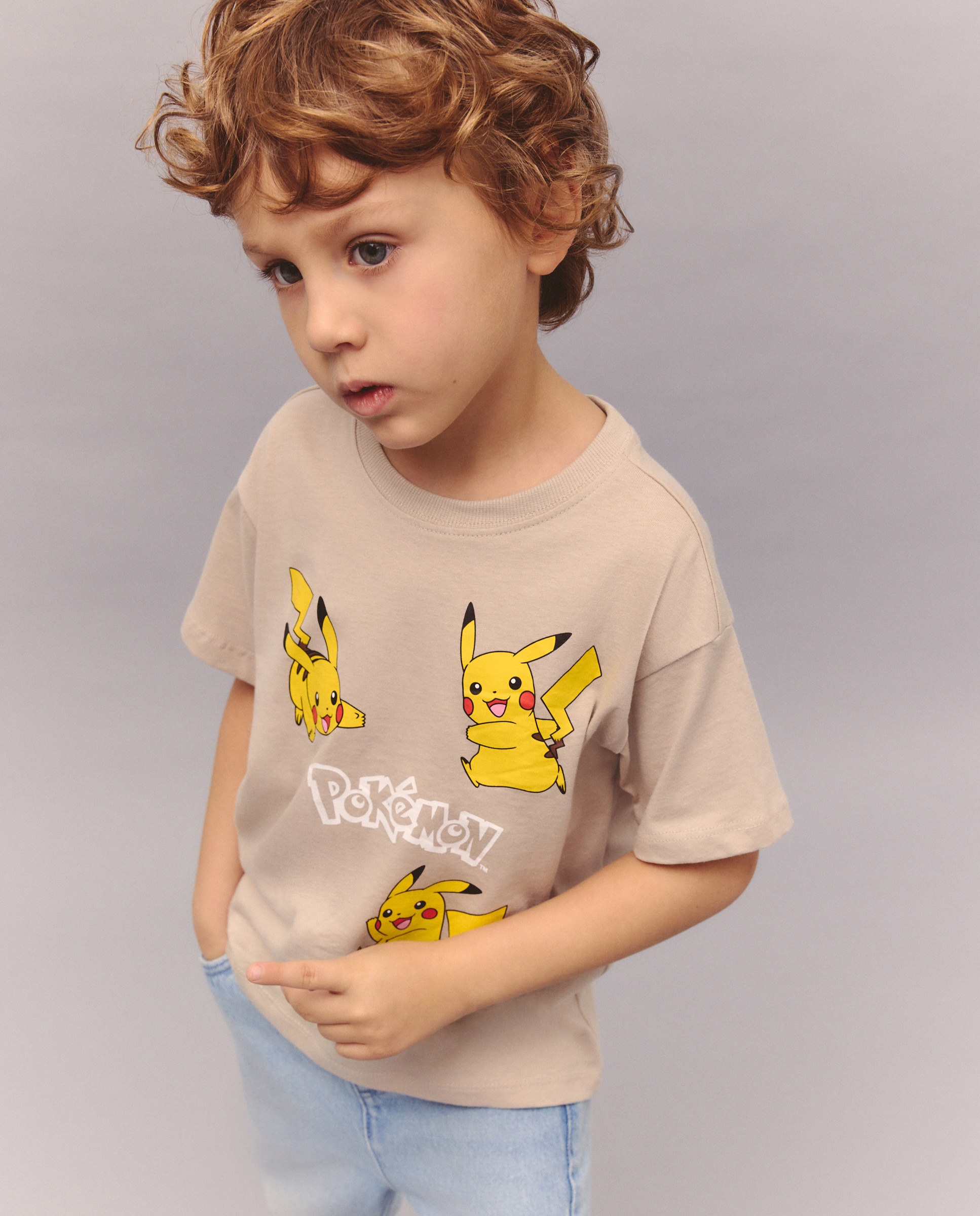 T-shirt de Manga Curta com Estampado Pokémon Camel-2