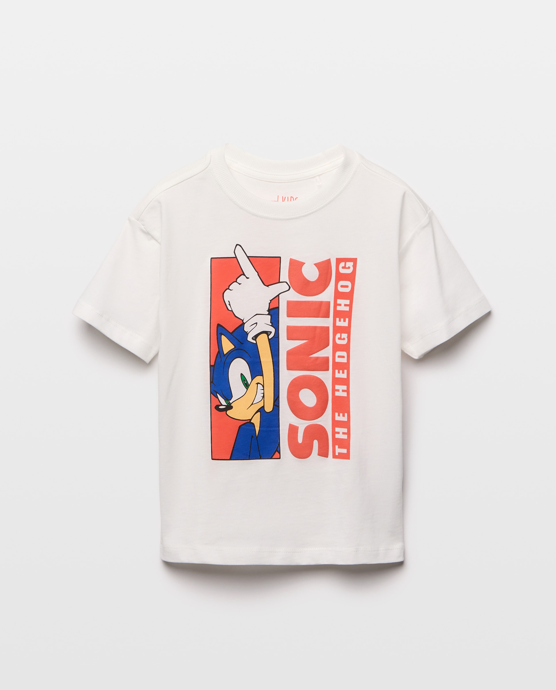 T-shirt de Manga Curta com Estampado Sonic Branco-4