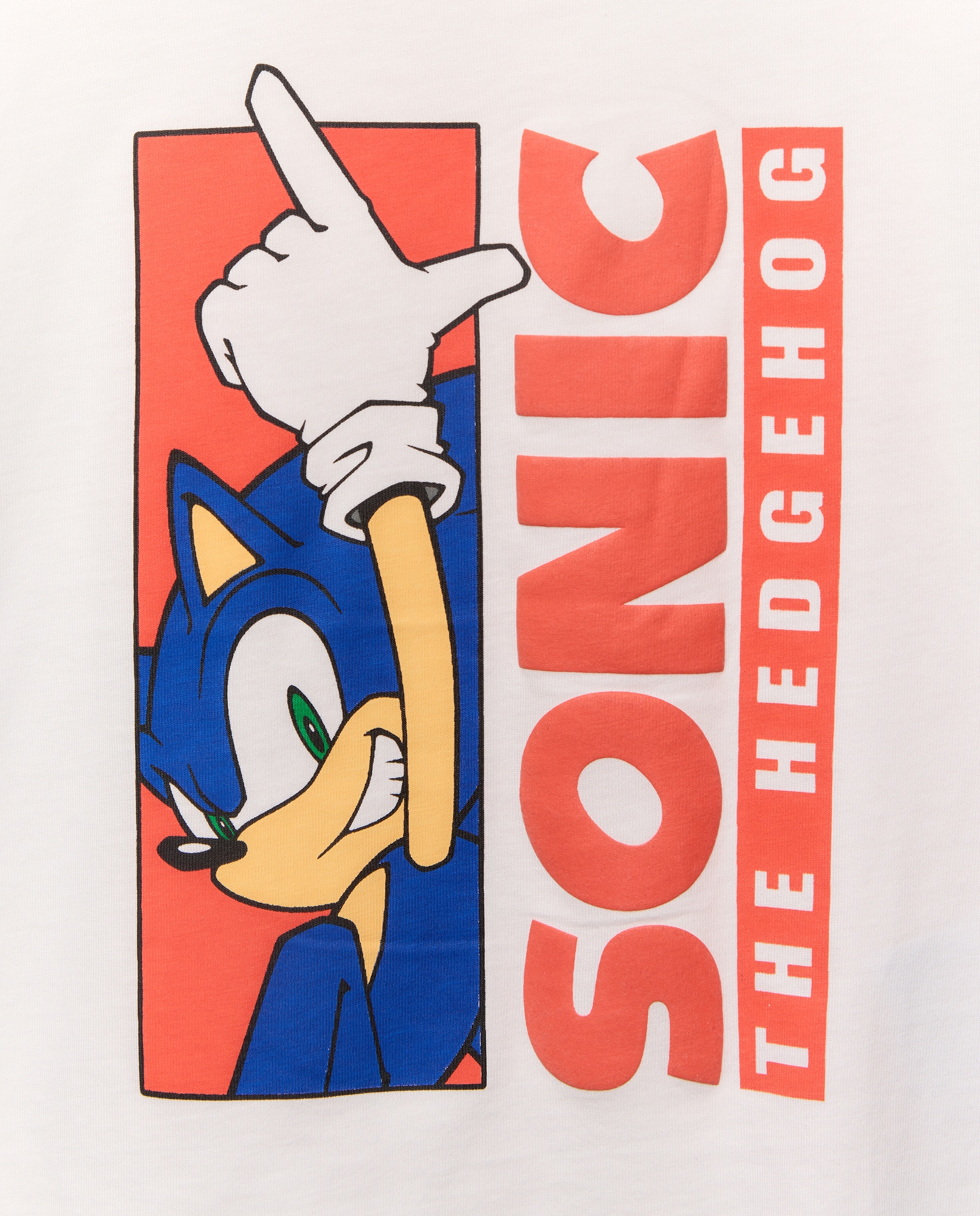 T-shirt de Manga Curta com Estampado Sonic Branco-5