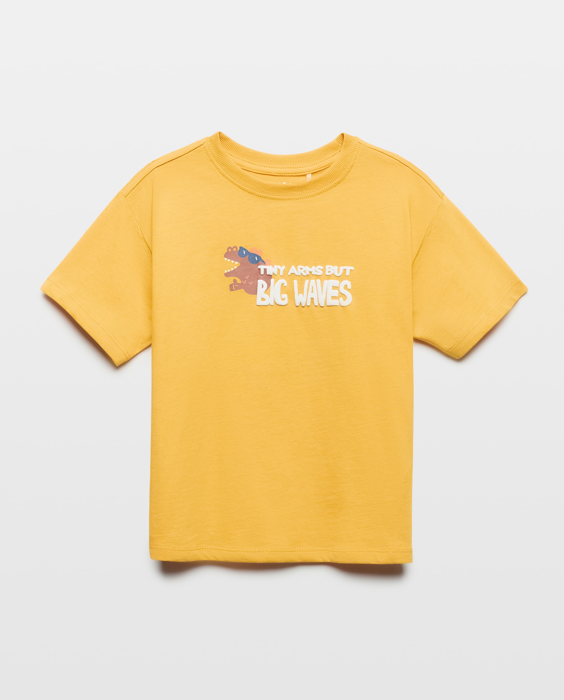 T-shirt de Manga Curta com Fantasia Gráfica e Detalhes Puffing Kids El Corte Inglés Amarelo-4