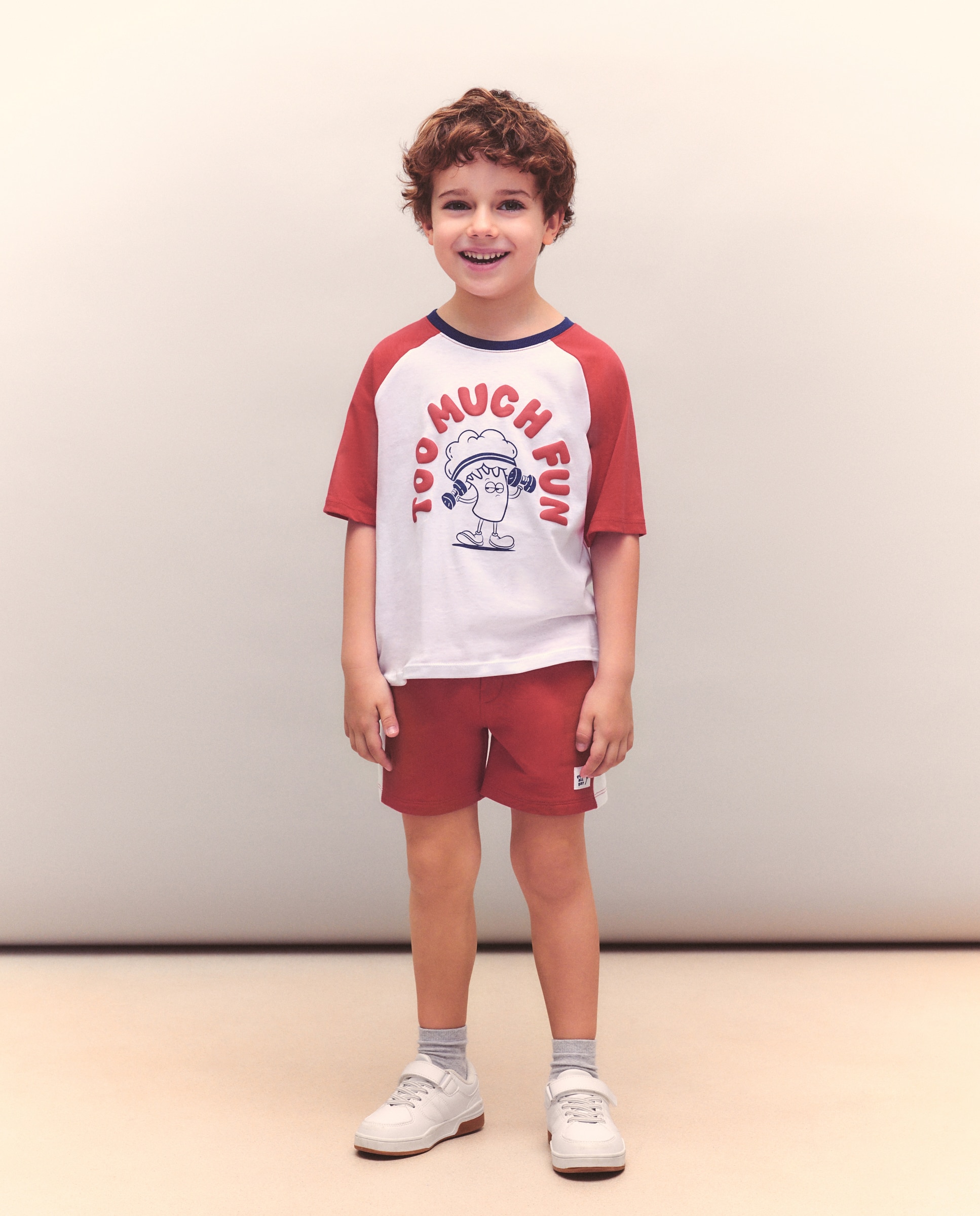 T-shirt de Manga Raglã Curta Desportiva Kids El Corte Inglés Vermelho-2