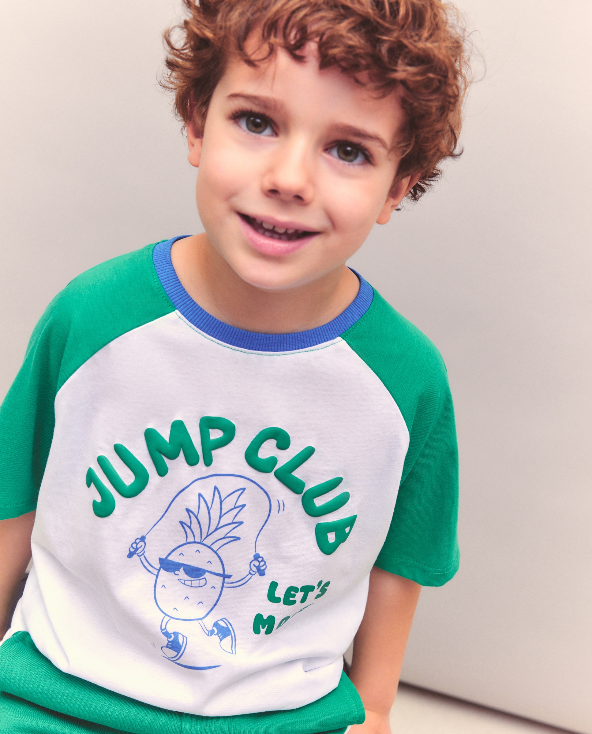 T-shirt de Manga Raglã Curta Desportiva Kids El Corte Inglés Verde-1