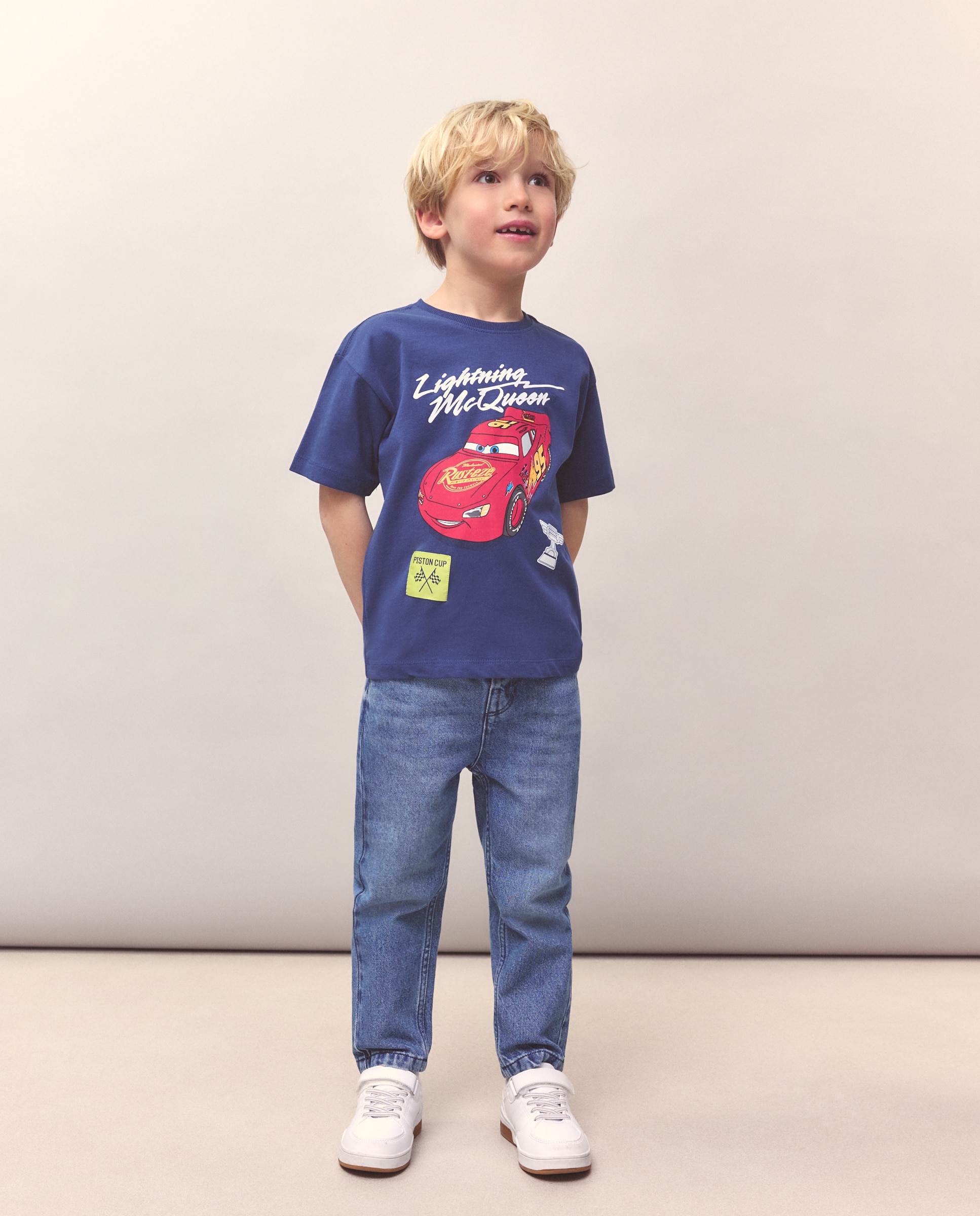 T-shirt de Manga Curta com Estampado Carros Kids El Corte Inglés Azul-marinho-1