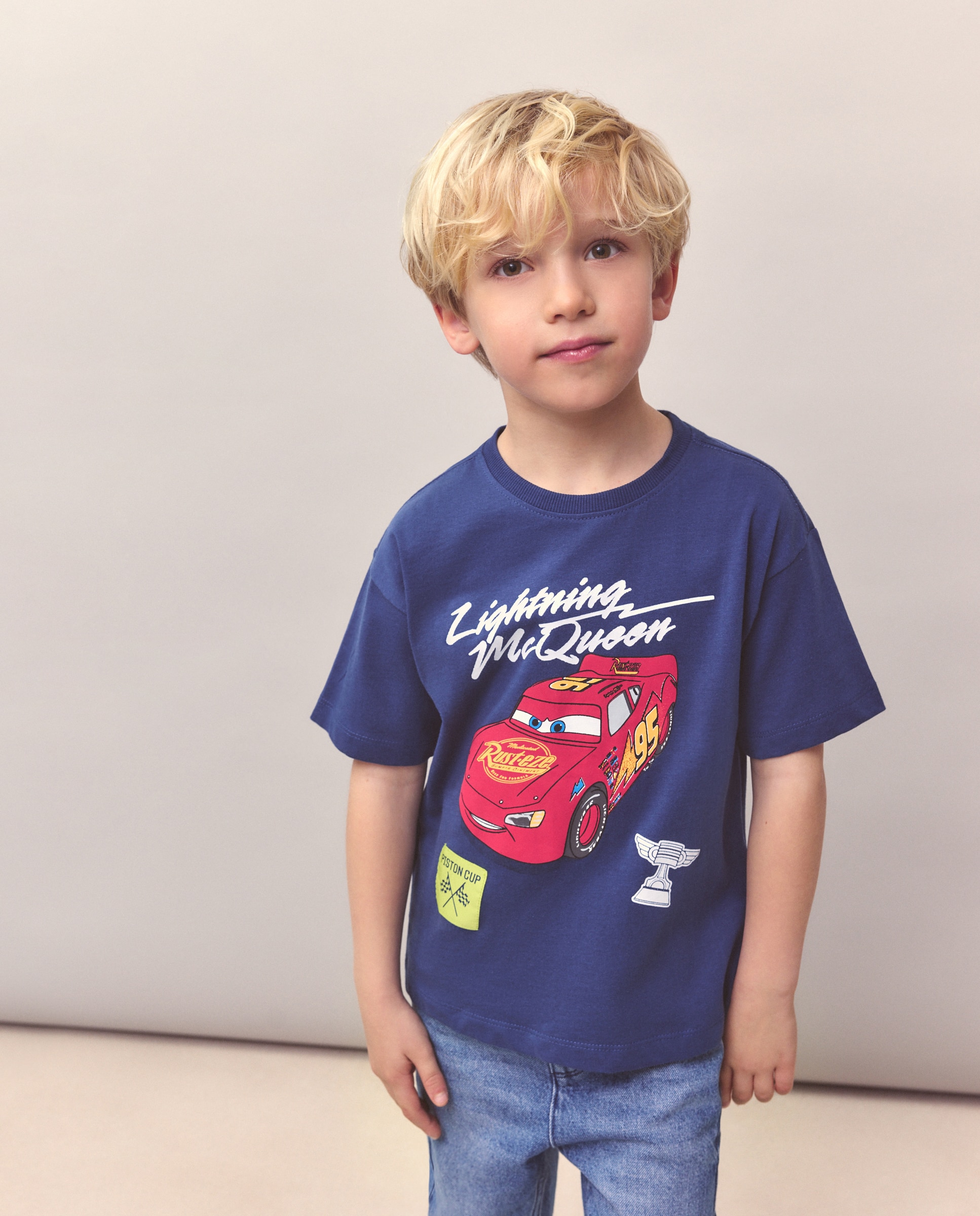 T-shirt de Manga Curta com Estampado Carros Kids El Corte Inglés Azul-marinho-2