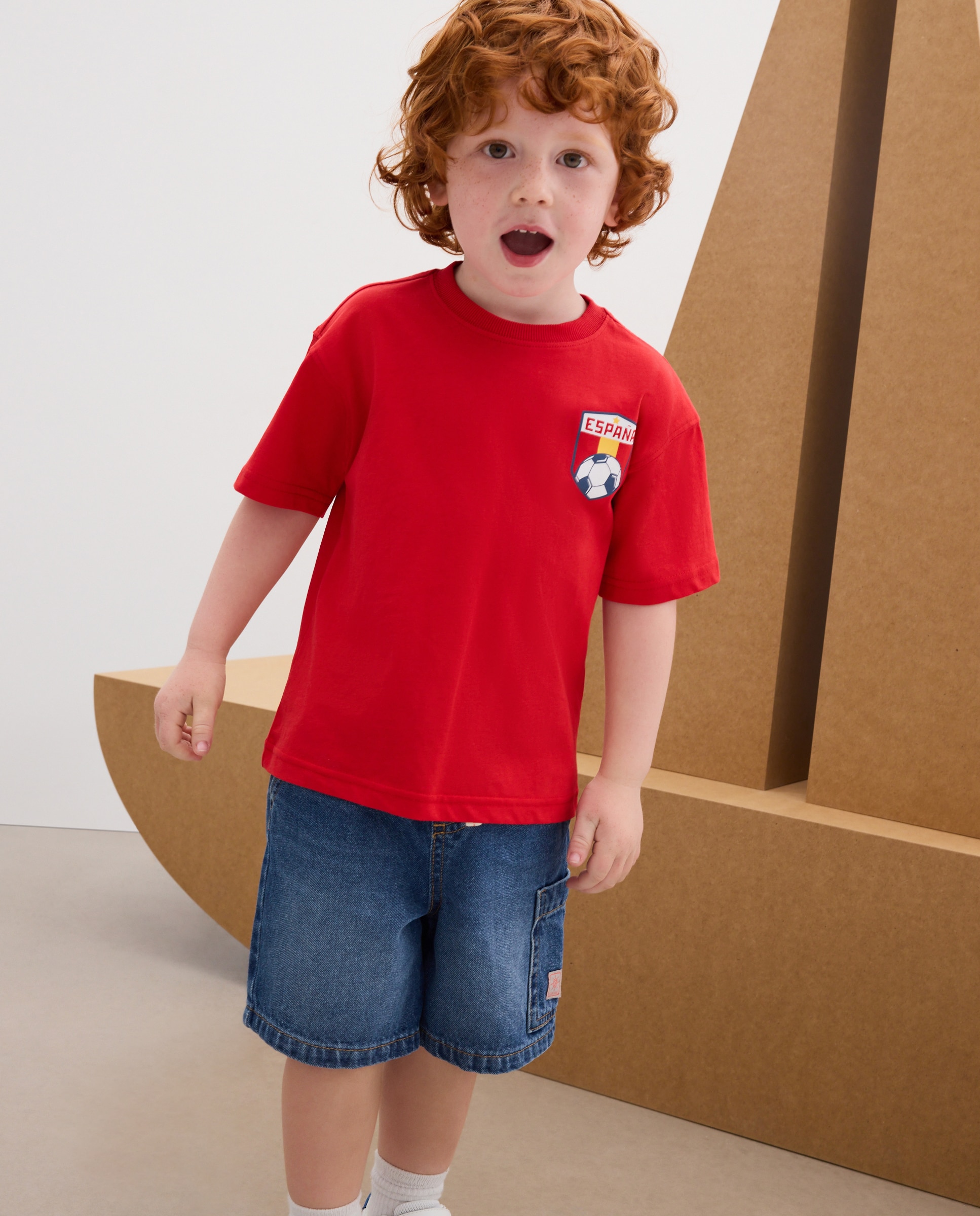 T-shirt de Manga Curta e Gola Redonda Mundial para Criança Kids El Corte Inglés 600 Vermelho-2