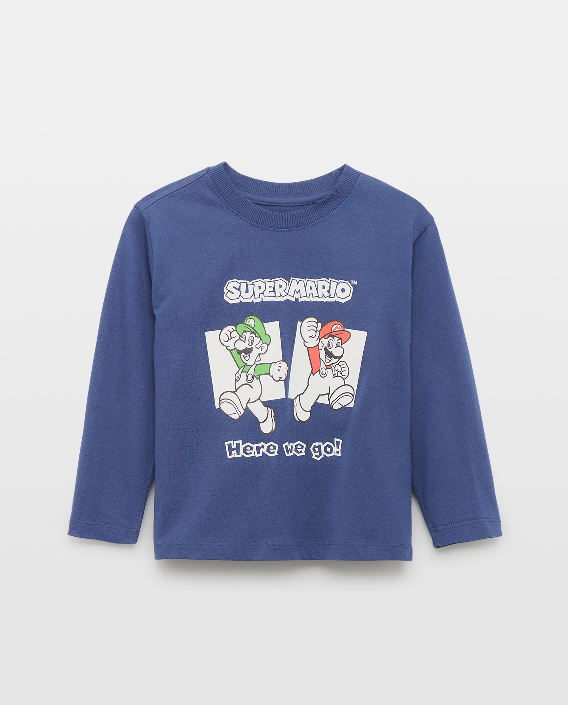 Camisola de Manga Comprida com Estampado Mario Bros Azul-marinho-4