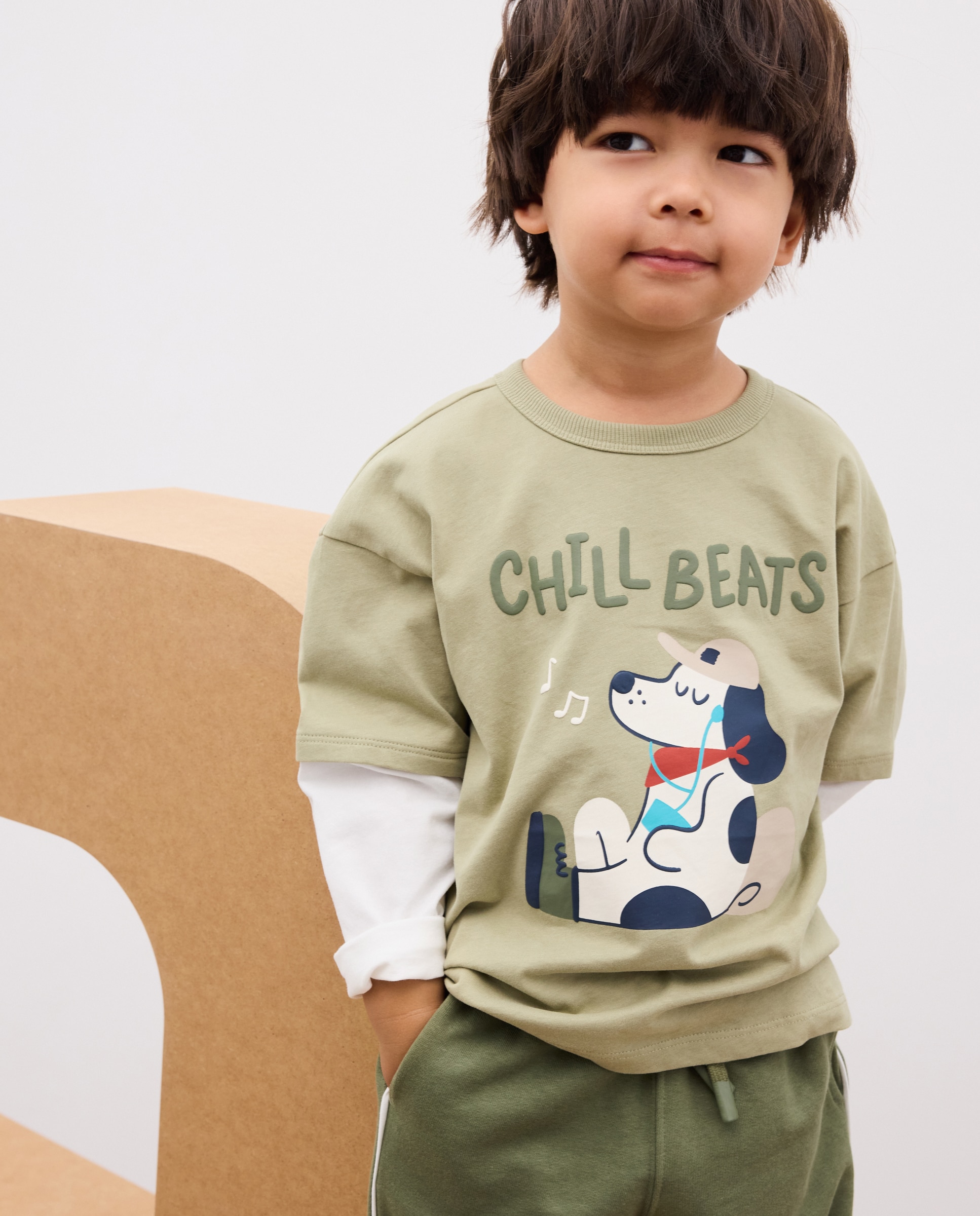 Camiseta manga larga con doble manga de niño - Kids El Corte Inglés - Blanco Blanco-1