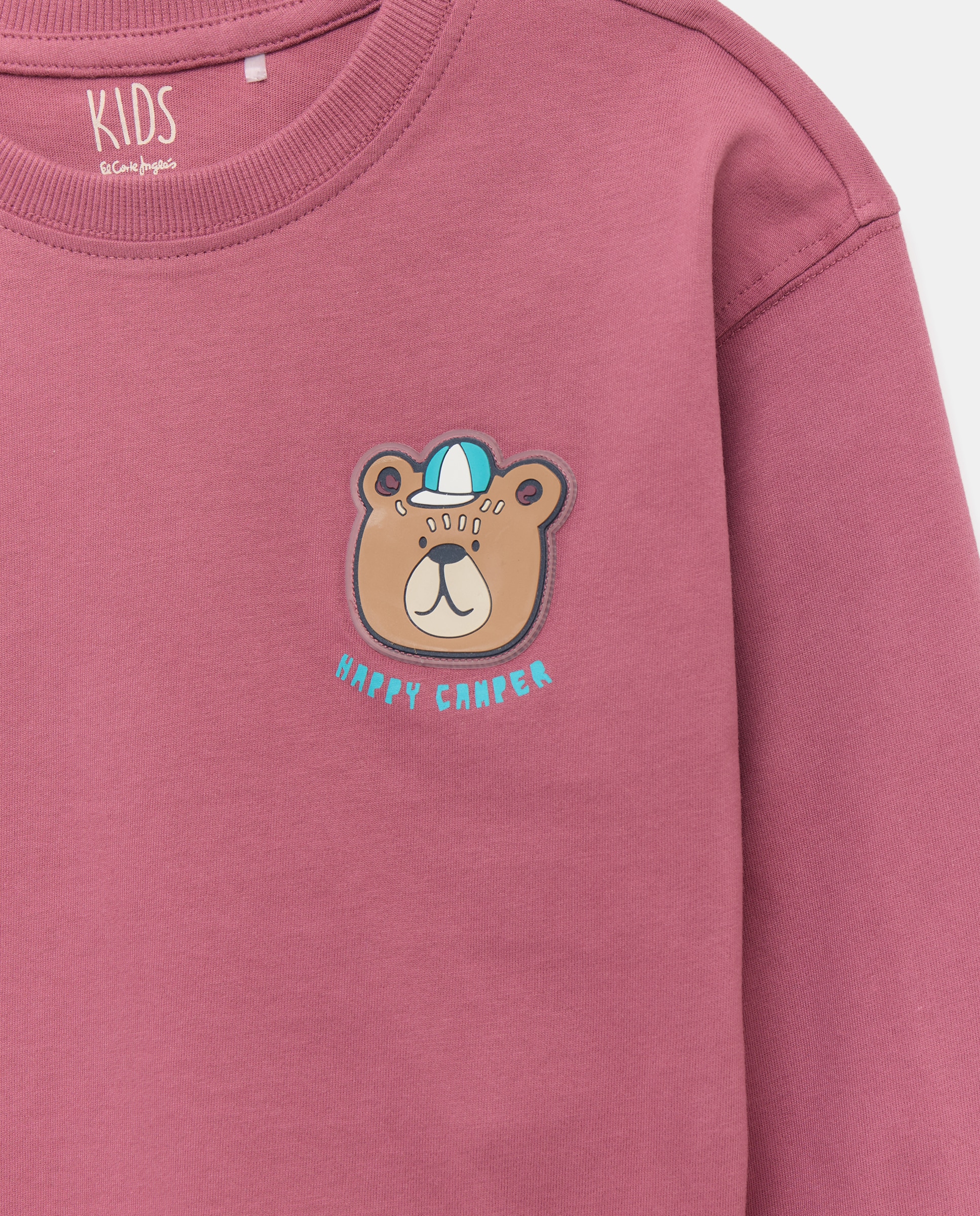 T-shirt de Manga Comprida com Rubber Patch de Criança Castanho-2