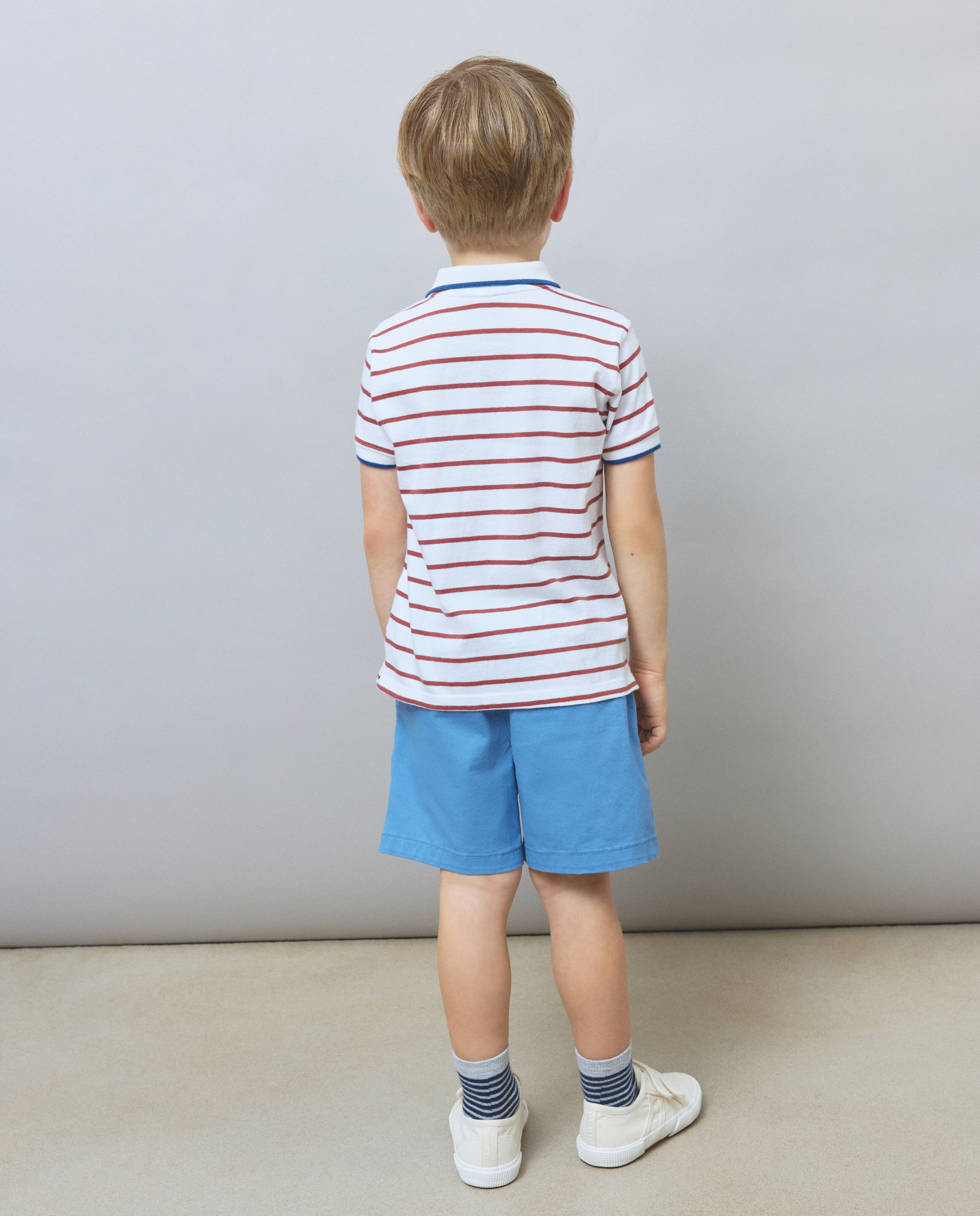 Polo de Manga Curta às Riscas Kids El Corte Inglés Branco-3