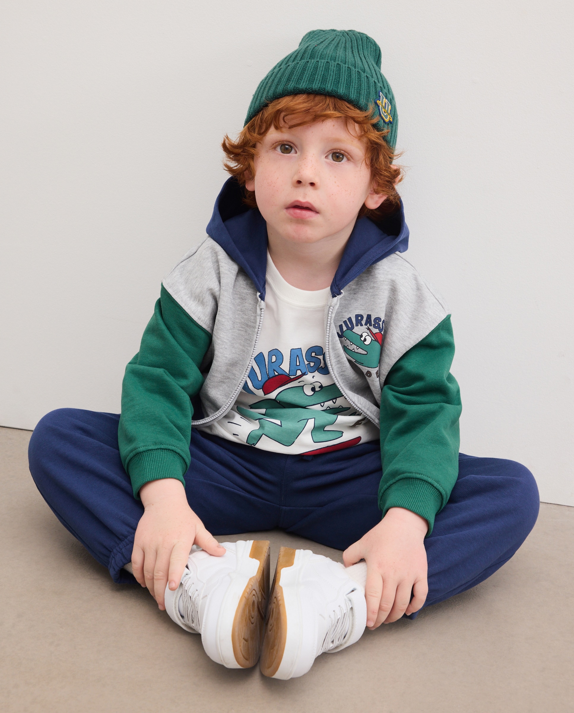 Imagen 0 de Conjunto de sudadera abierta y pantalón felpa de niño Azul