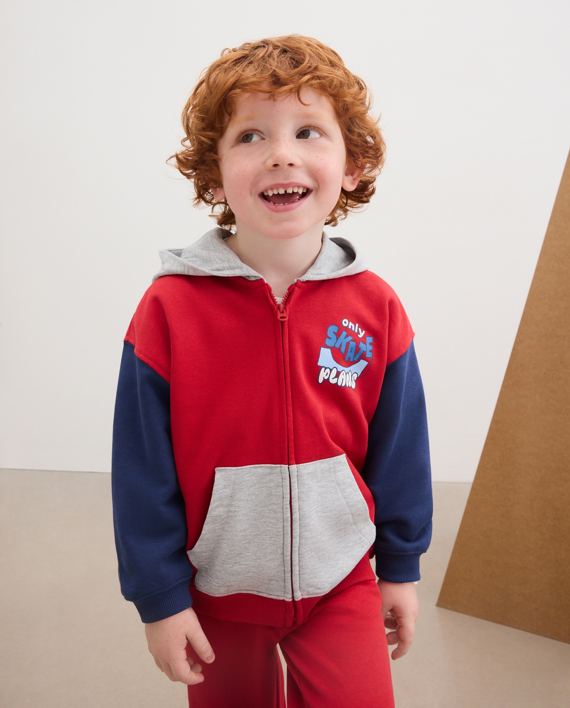 Conjunto de sudadera abierta y pantalón felpa de niño - Kids El Corte Inglés - Rojo Rojo-3