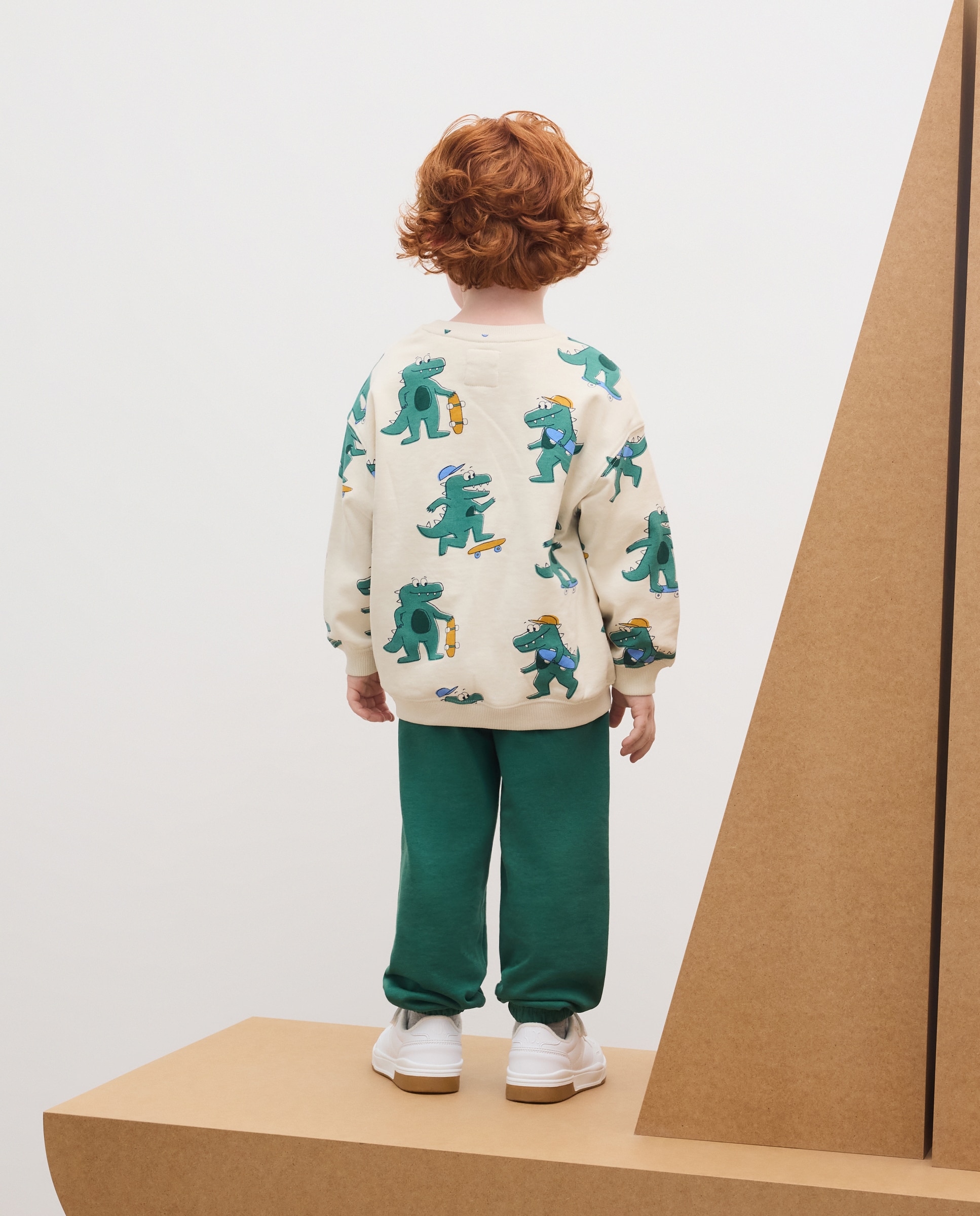 Conjunto de Sweatshirt Fechada e Calças de Felpa Verde-2