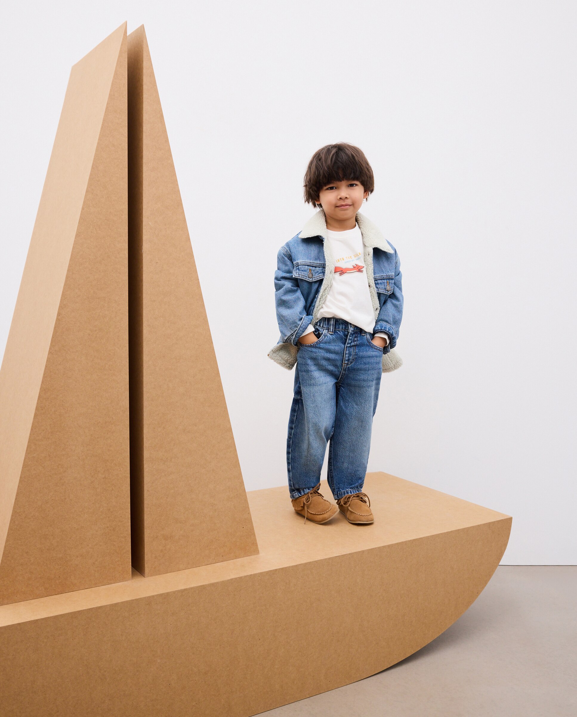 Pantalón de niño denim tipo baggy liso - Kids El Corte Inglés - Azul pálido Azul pálido-1