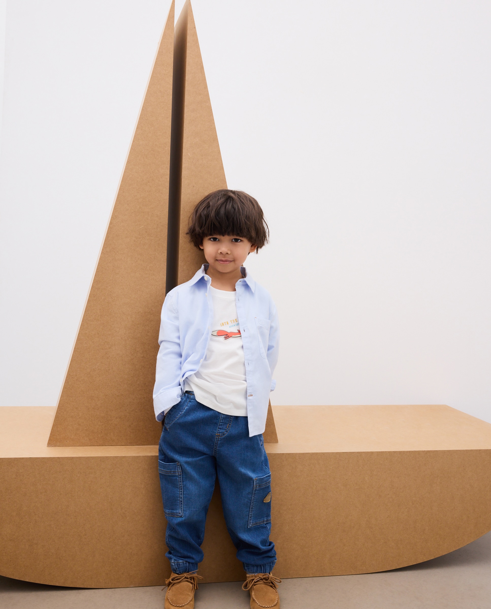 Pantalón jogger knit denim cargo fit de niño - Kids El Corte Inglés - Azul pálido Azul pálido-1