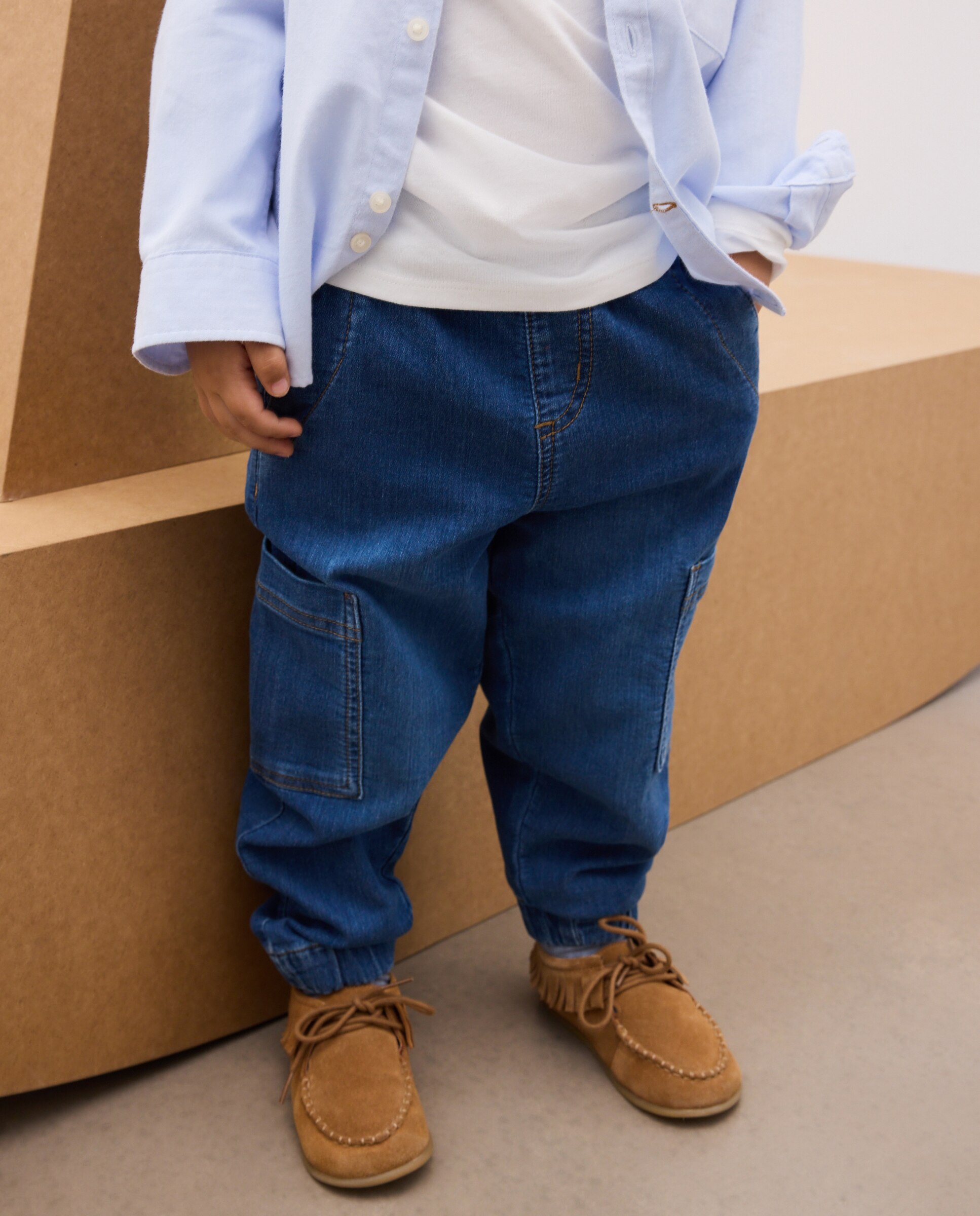 Pantalón jogger knit denim cargo fit de niño - Kids El Corte Inglés - Azul pálido Azul pálido-2