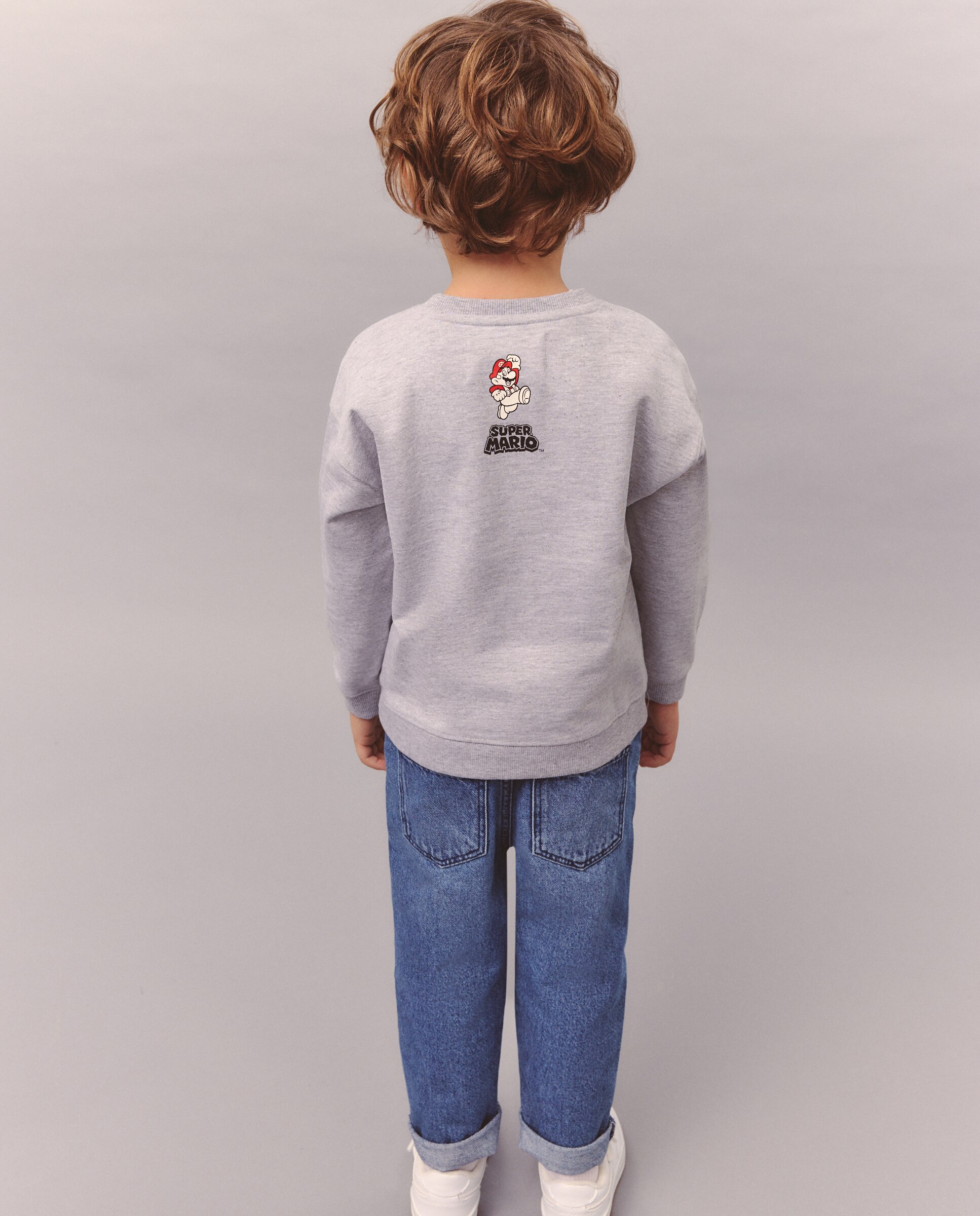 Sweatshirt Fechada com Estampado Mario Bros Kids El Corte Inglés Cinzento-3