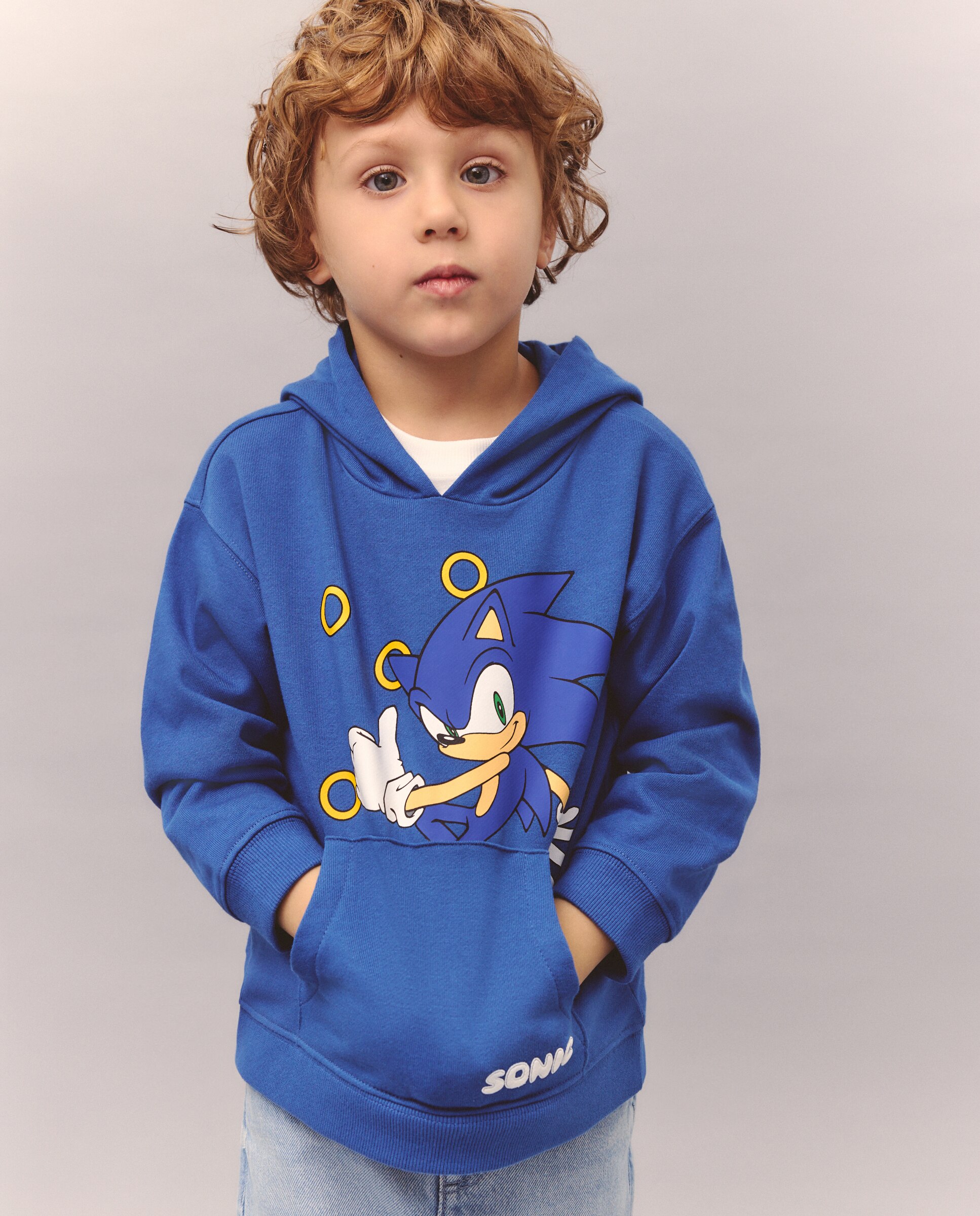 Sweatshirt de Estampado Sonic com Capuz de Orelhas Kids El Corte Inglés Azul-marinho-2