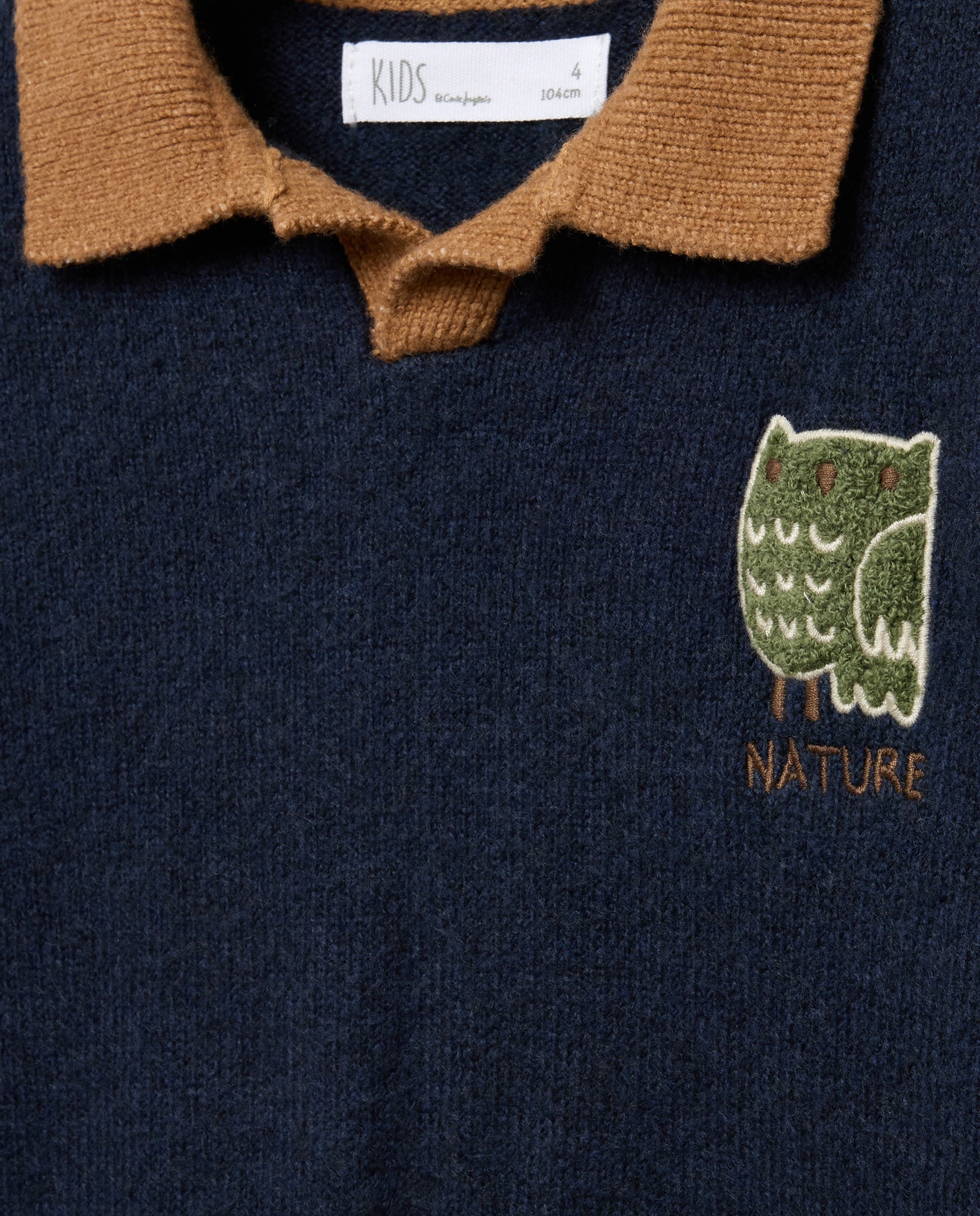 Camisola de Malha Básica com Gola de Polo de Criança Azul-2