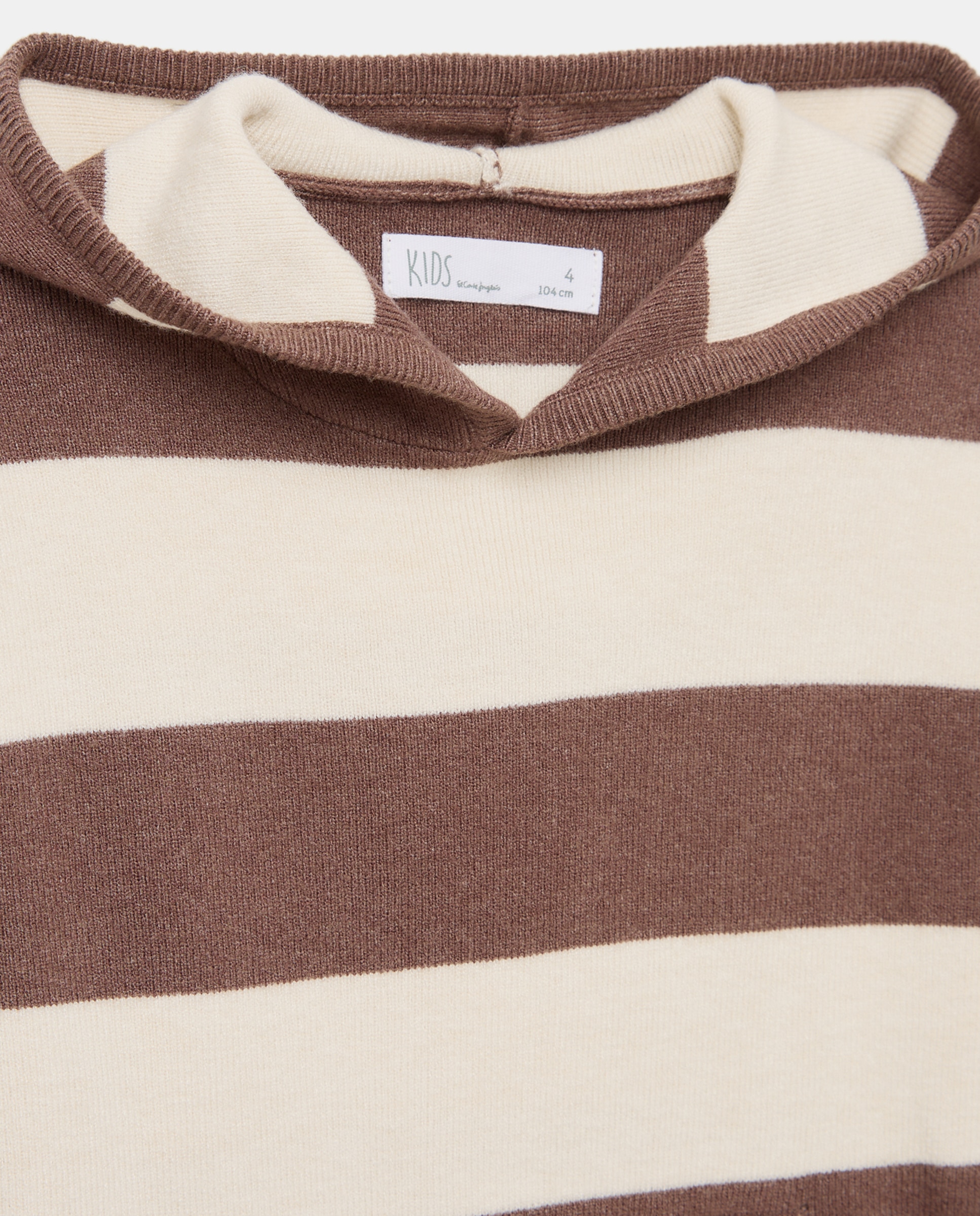 Camisola de Malha às Riscas com Capuz de Criança Castanho-2