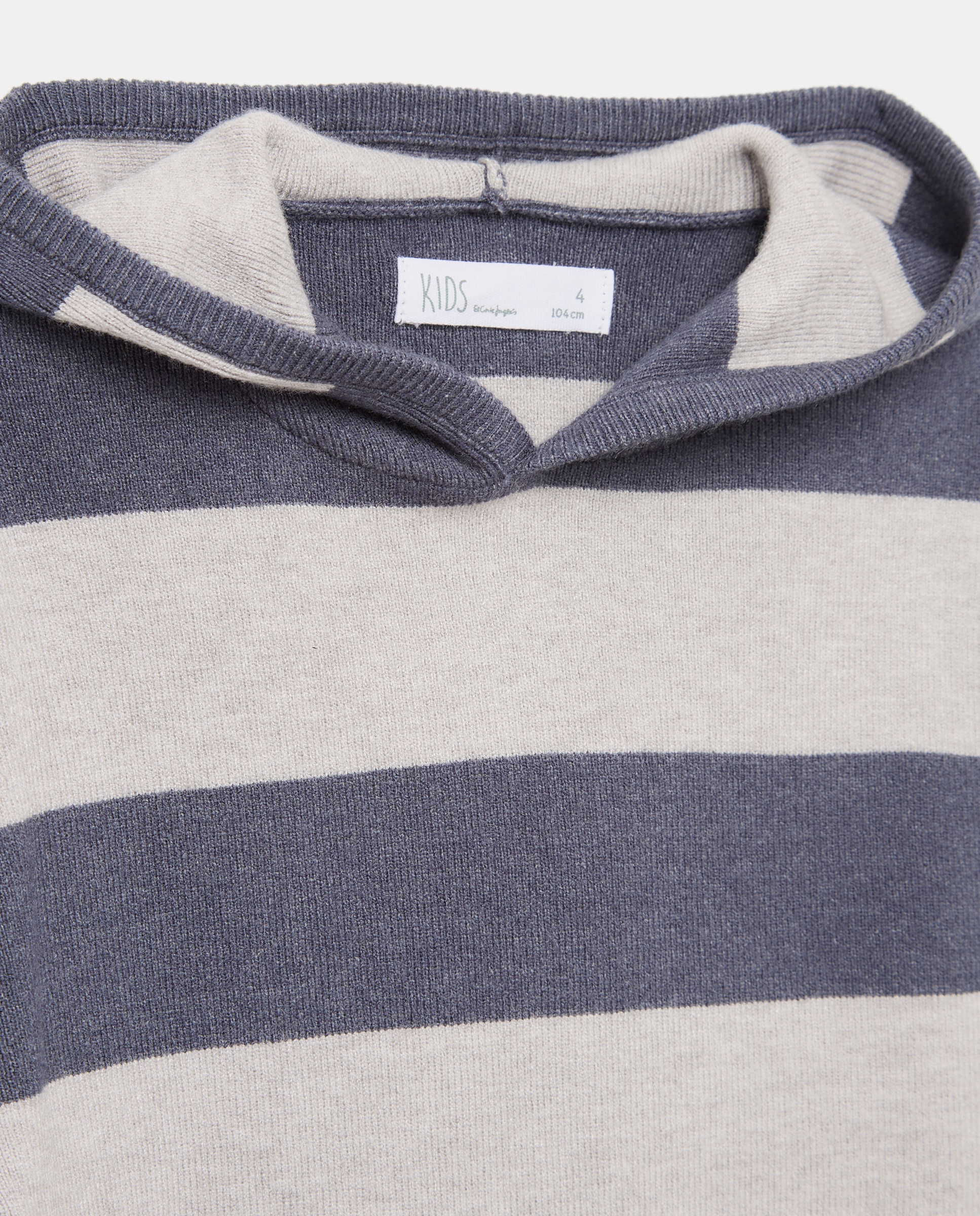 Camisola de Malha às Riscas com Capuz de Criança Azul-2