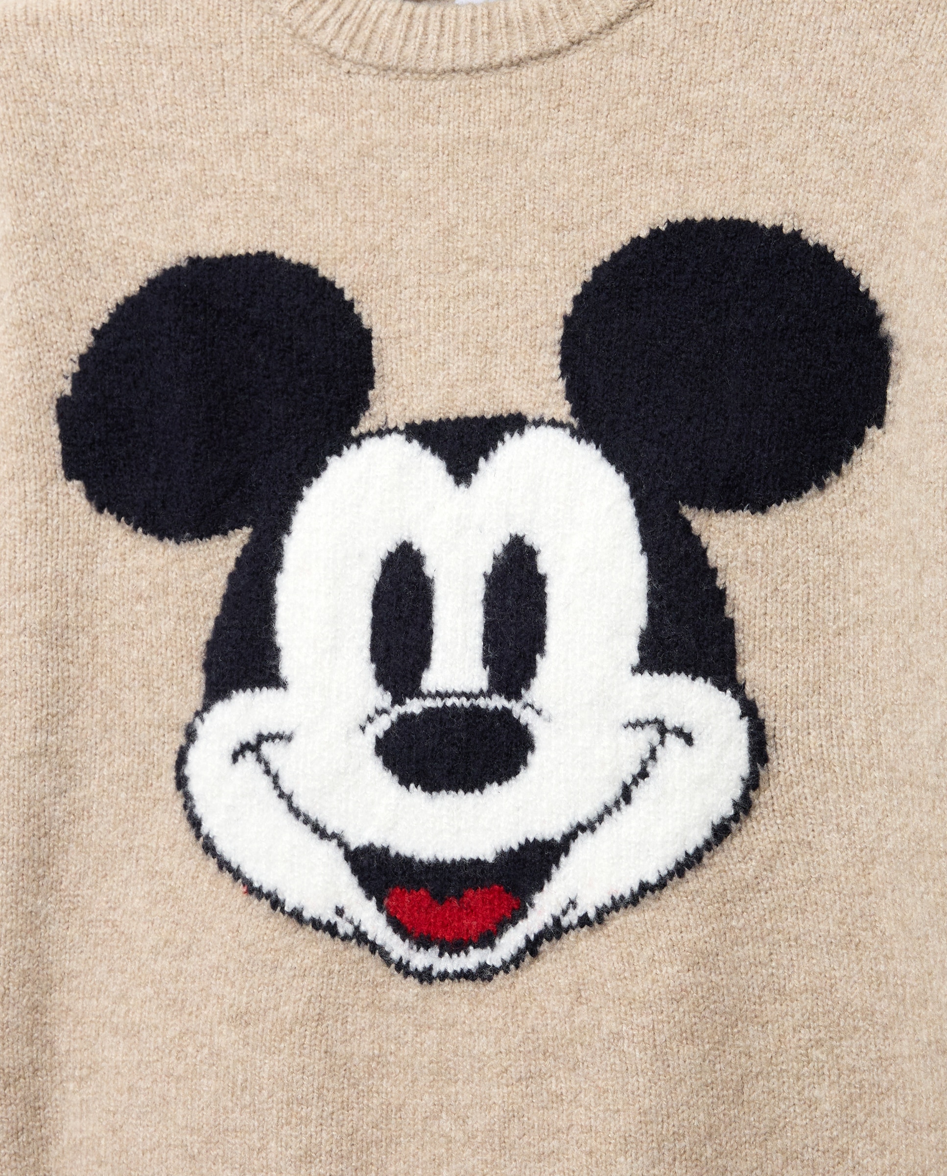 Camisola de Malha Básica com Gola Redonda e Fantasia Mickey Camel-2