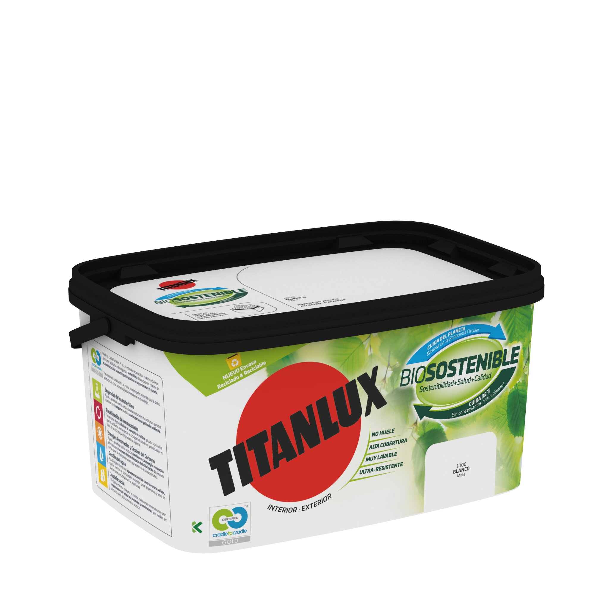 Pintura Plástica Mate Blanca Biosostenible 4 l Blanco-3