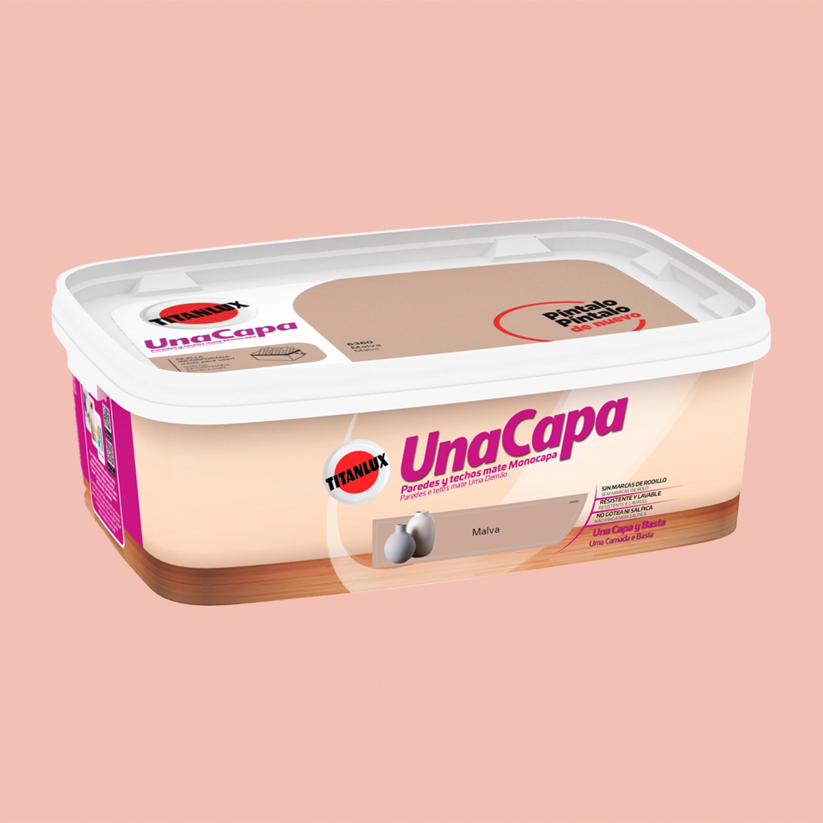 Pintura Plástica Mate Una Capa 2,5 l Malva-1