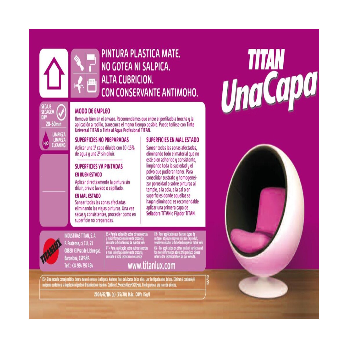Pintura Plástica Mate Una Capa 2,5 l Malva-4