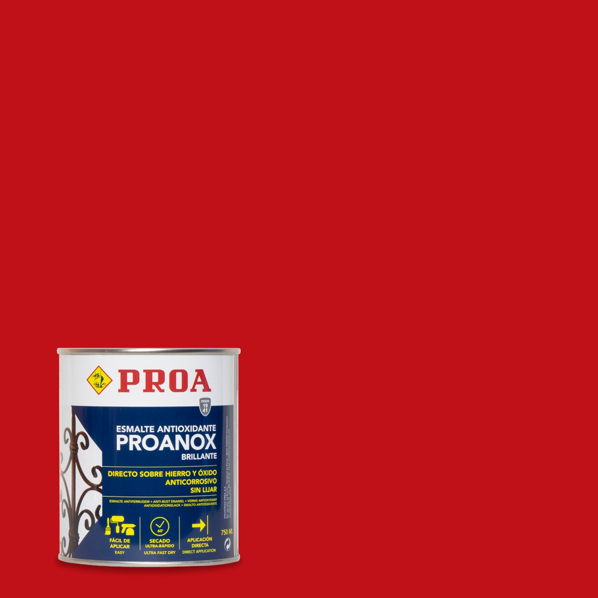 Esmalte Antioxidante Directo Proanox Satinado 250 ml Bermellón-2